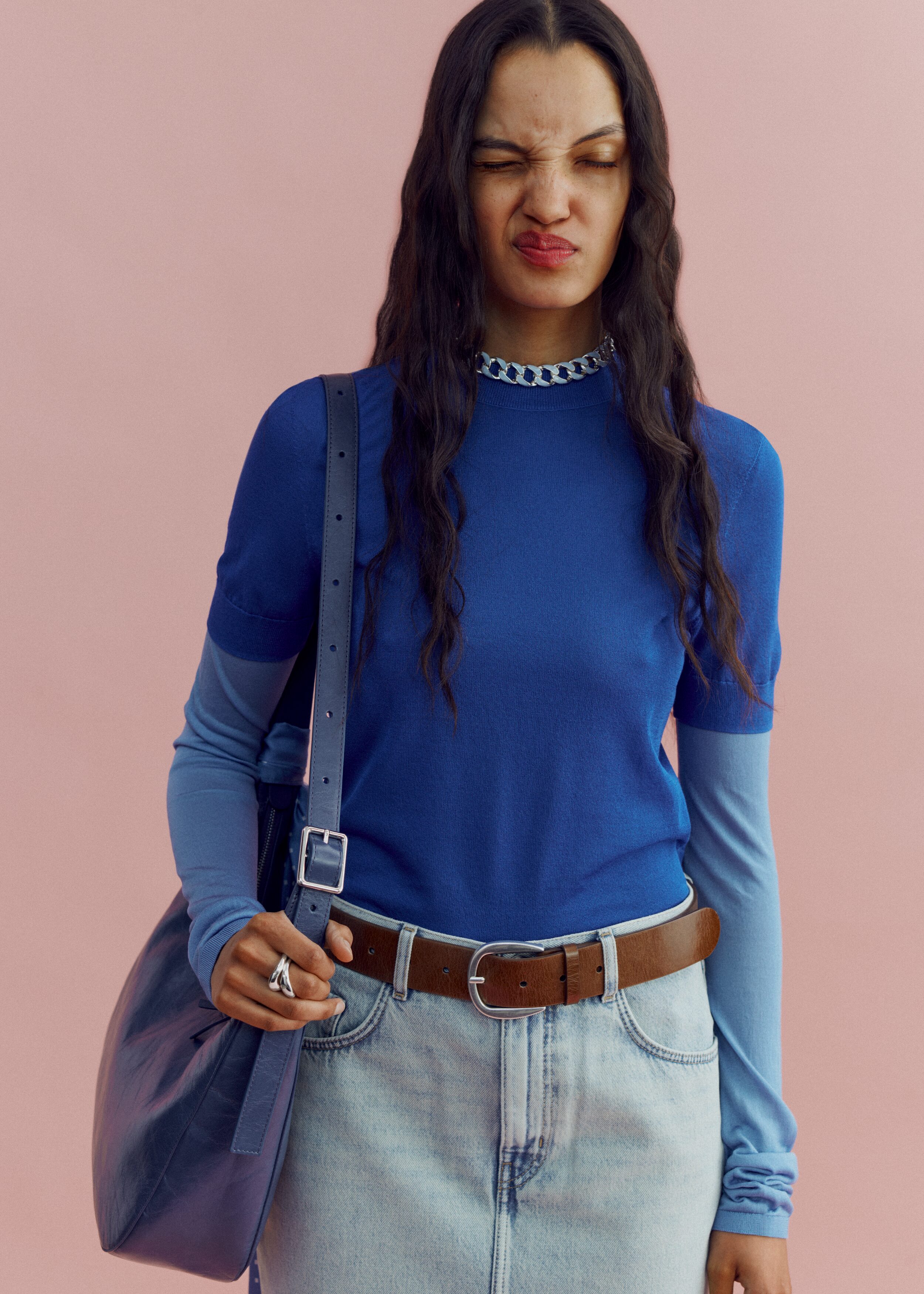 Fine-Knit T-Shirt - Bright Blue - T-shirts - & Other Stories GB
