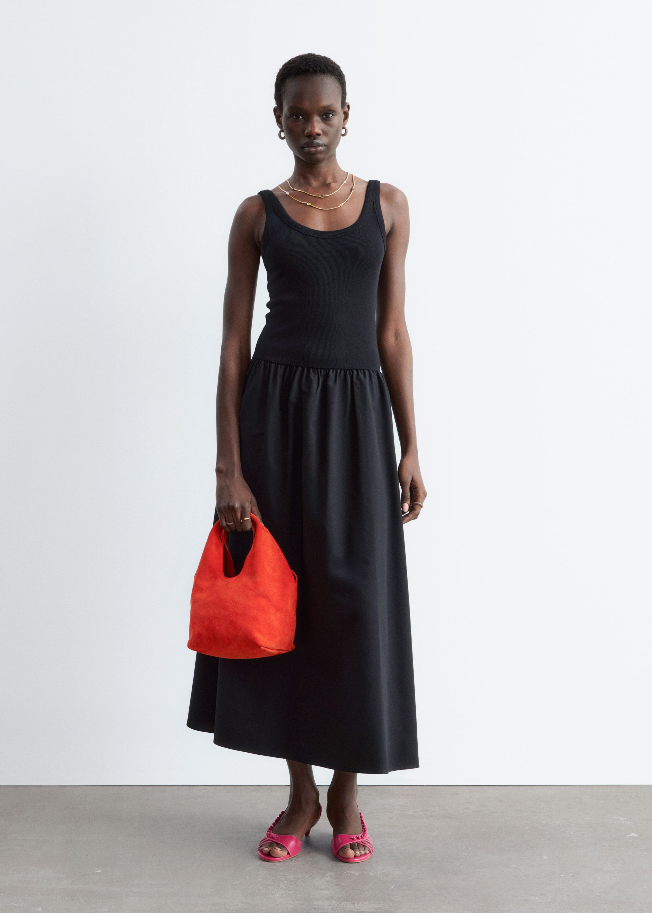 Cotton Rib Tank Midi Dress - Yellow - Lookbook