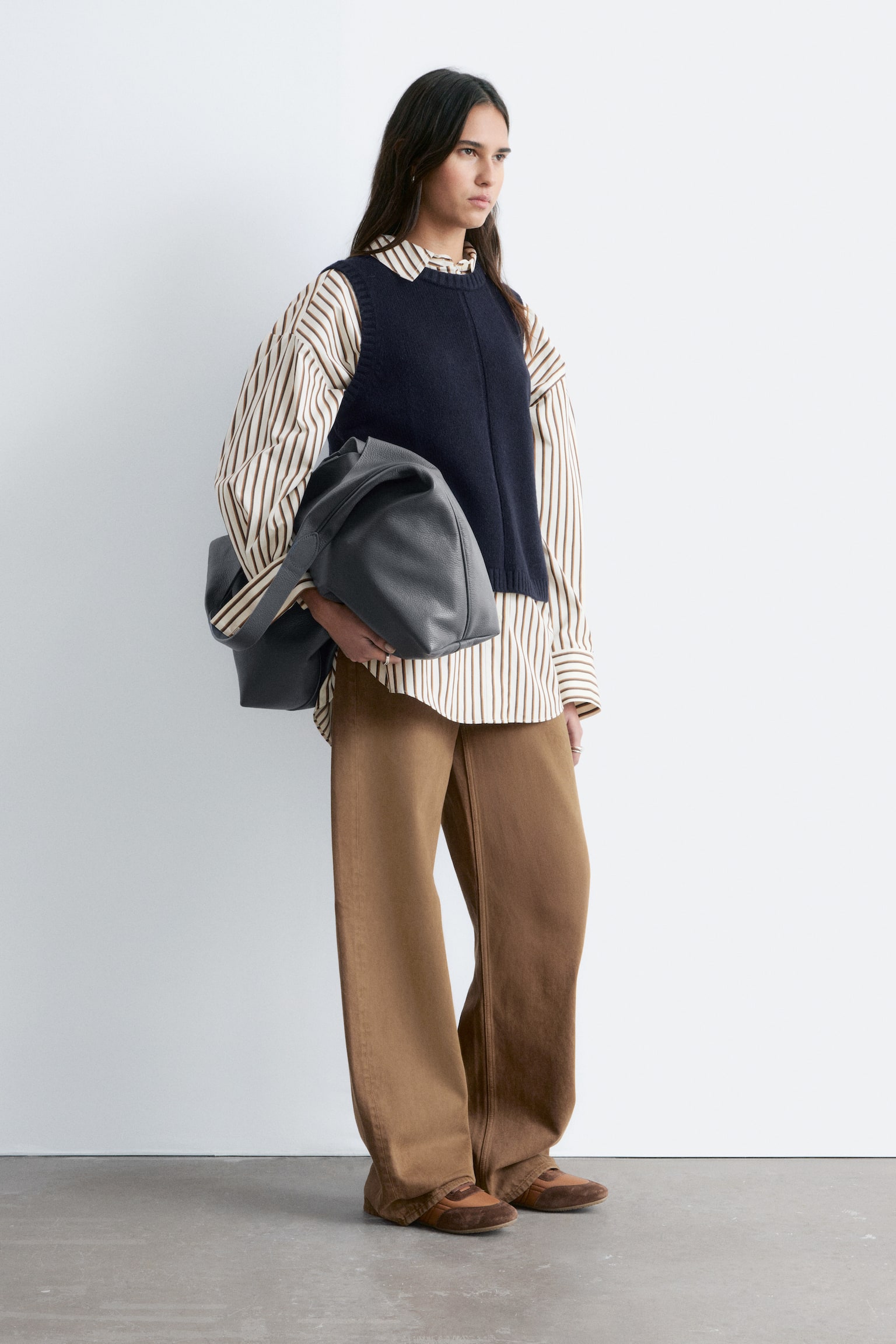 Knitted Sweater Vest - Navy Blue/אפור כהה - 5