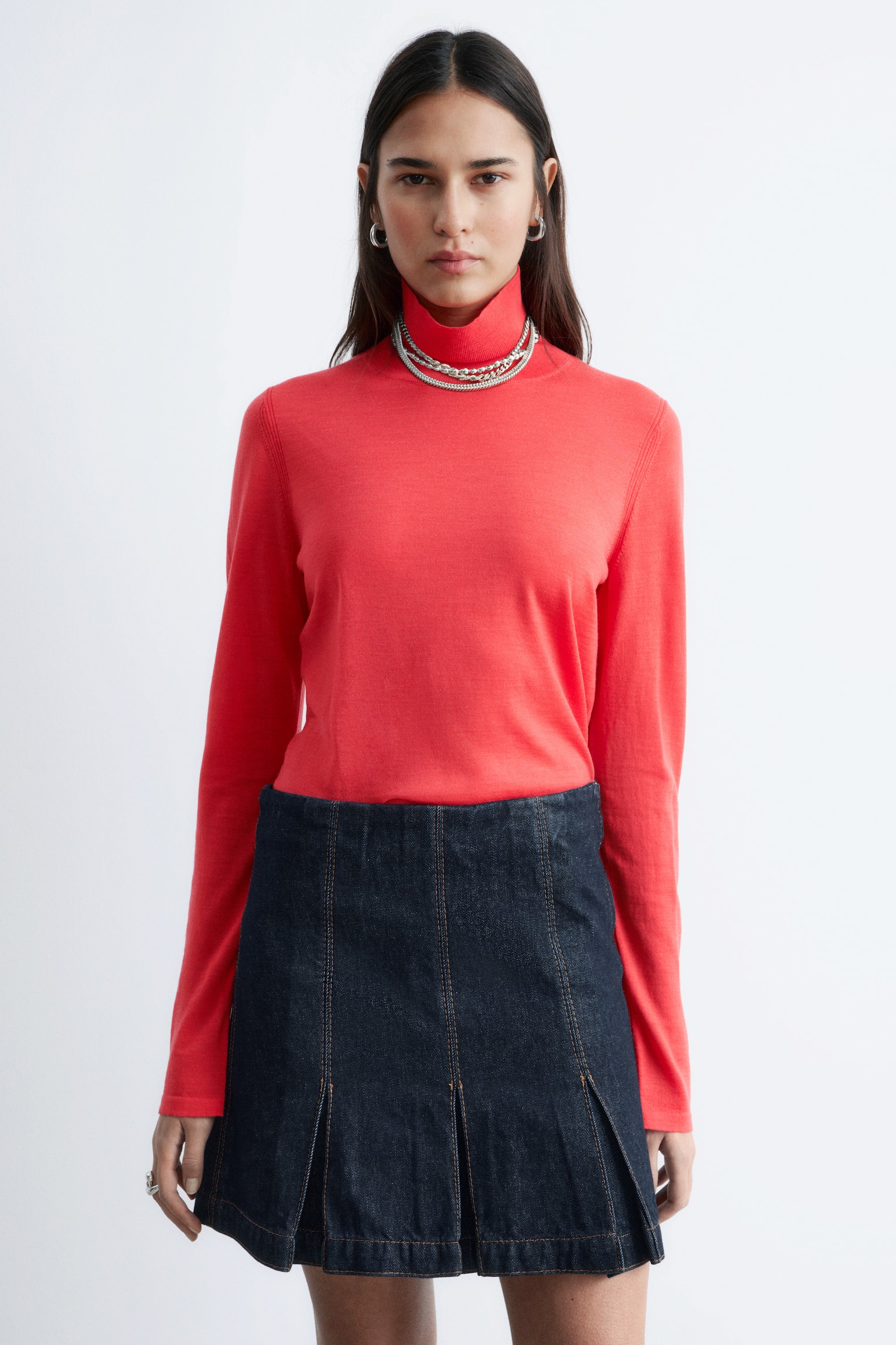 Maglia in stile polo in lana merino - Rosso - 1