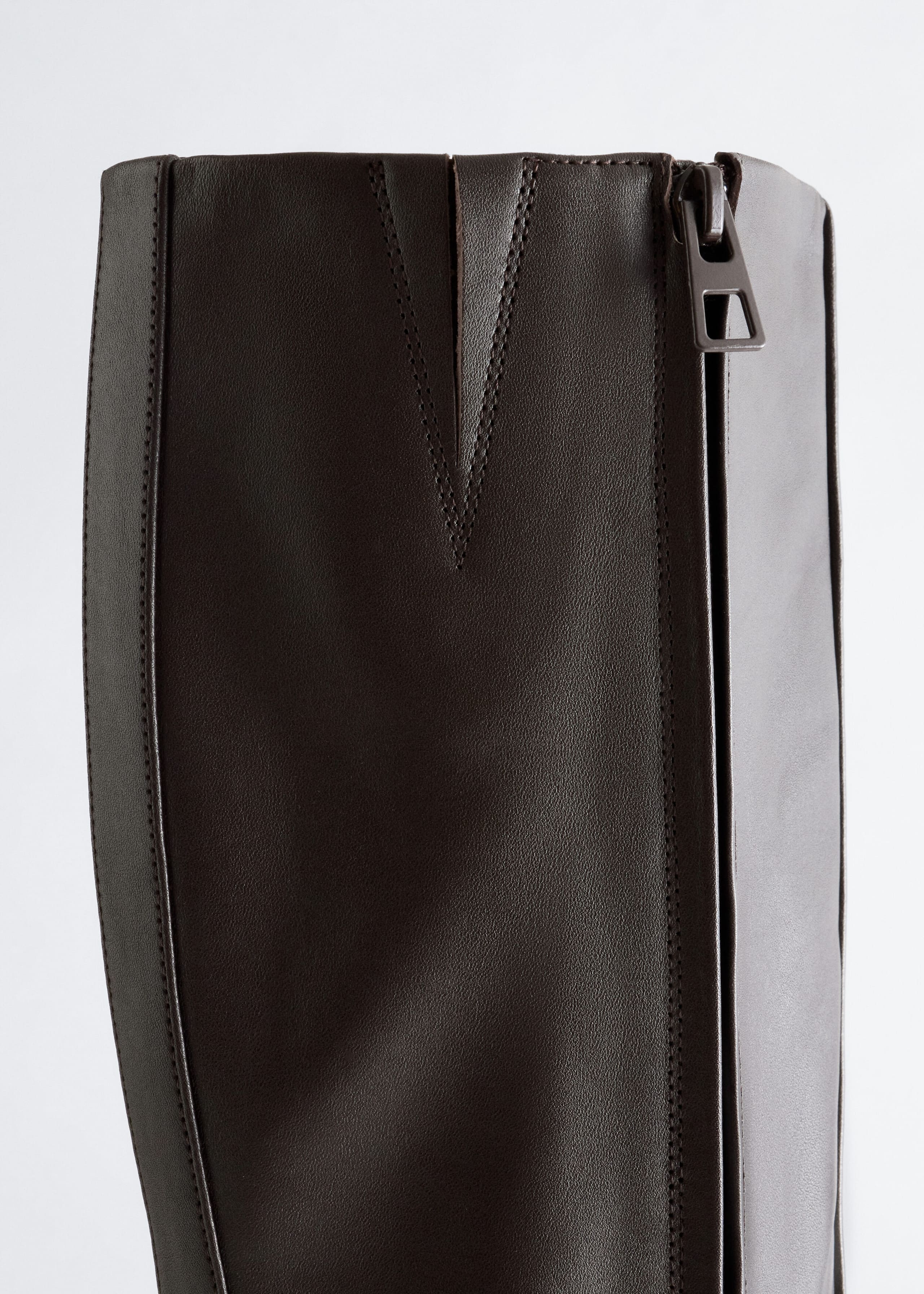 Knee-High Leather Boots - Dark Brown - Still Life