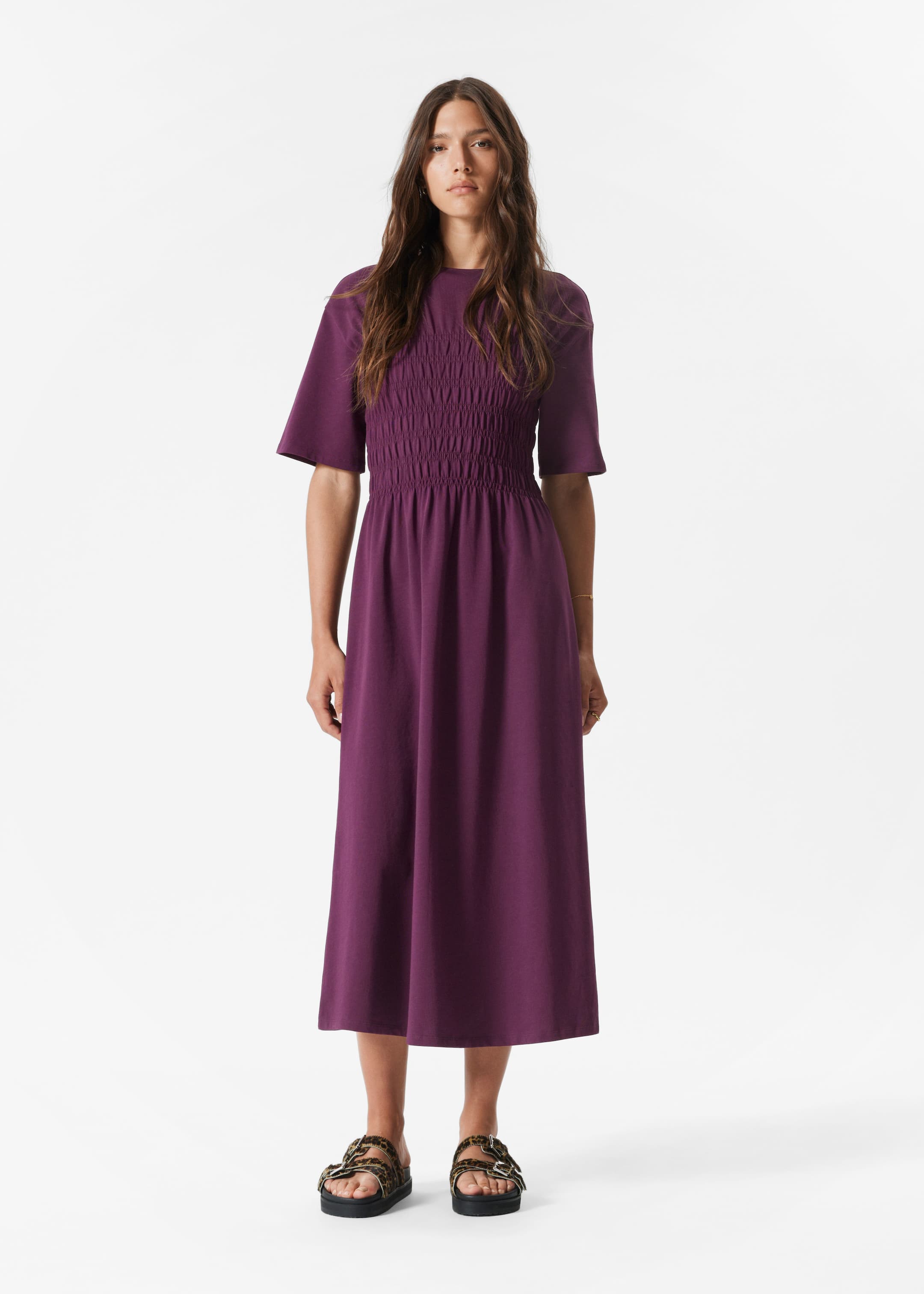 Agrandir l'image: Robe midi à smocks - Violet foncé - FEMME | H&M FR 1