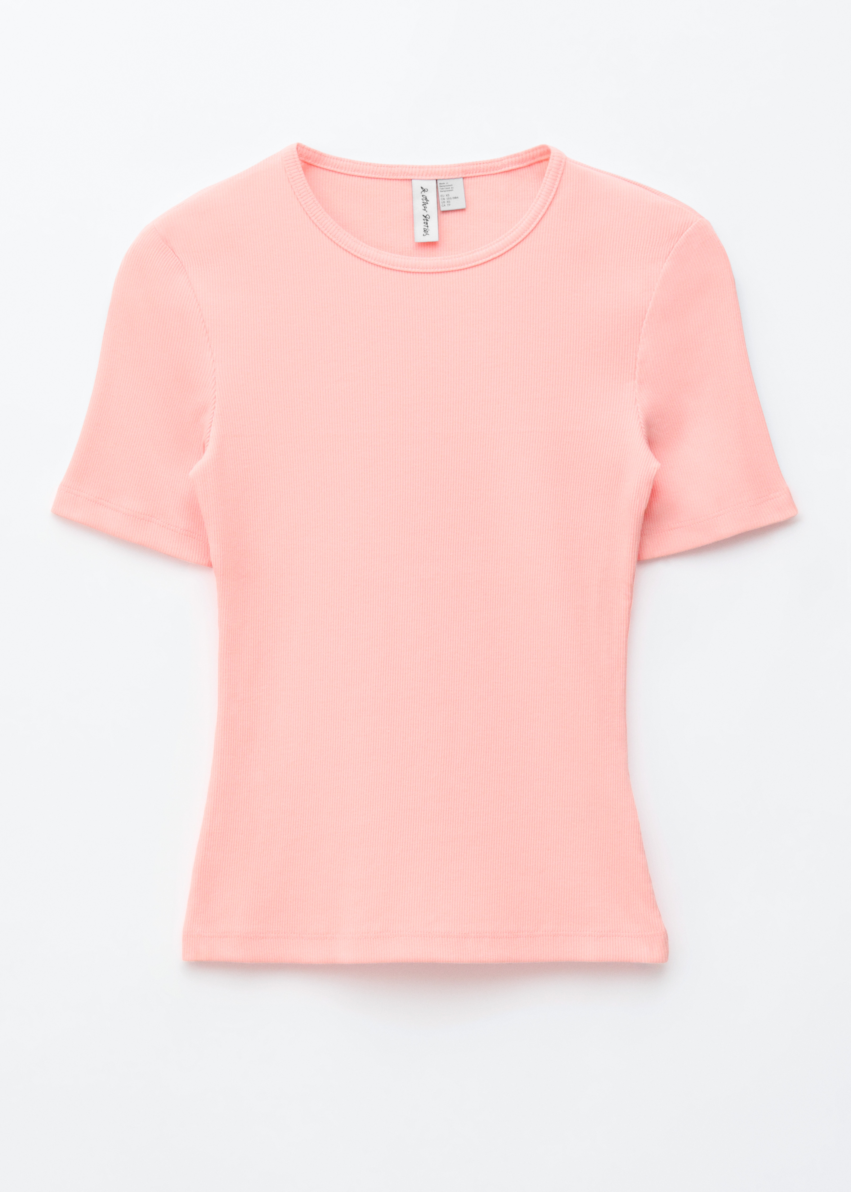 Geribbeld T-shirt - Roze/Donkerbruin/Wit/Bruin/strepen/Beige/Donkergroen/beige strepen/Lichtblauw