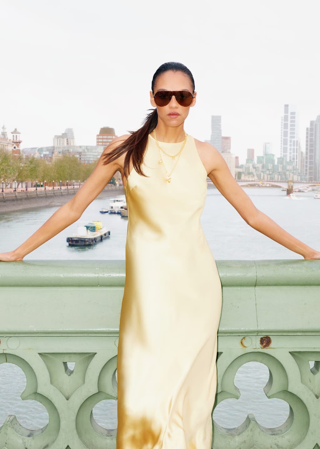 Image of Sleeveless Satin Midi Dress