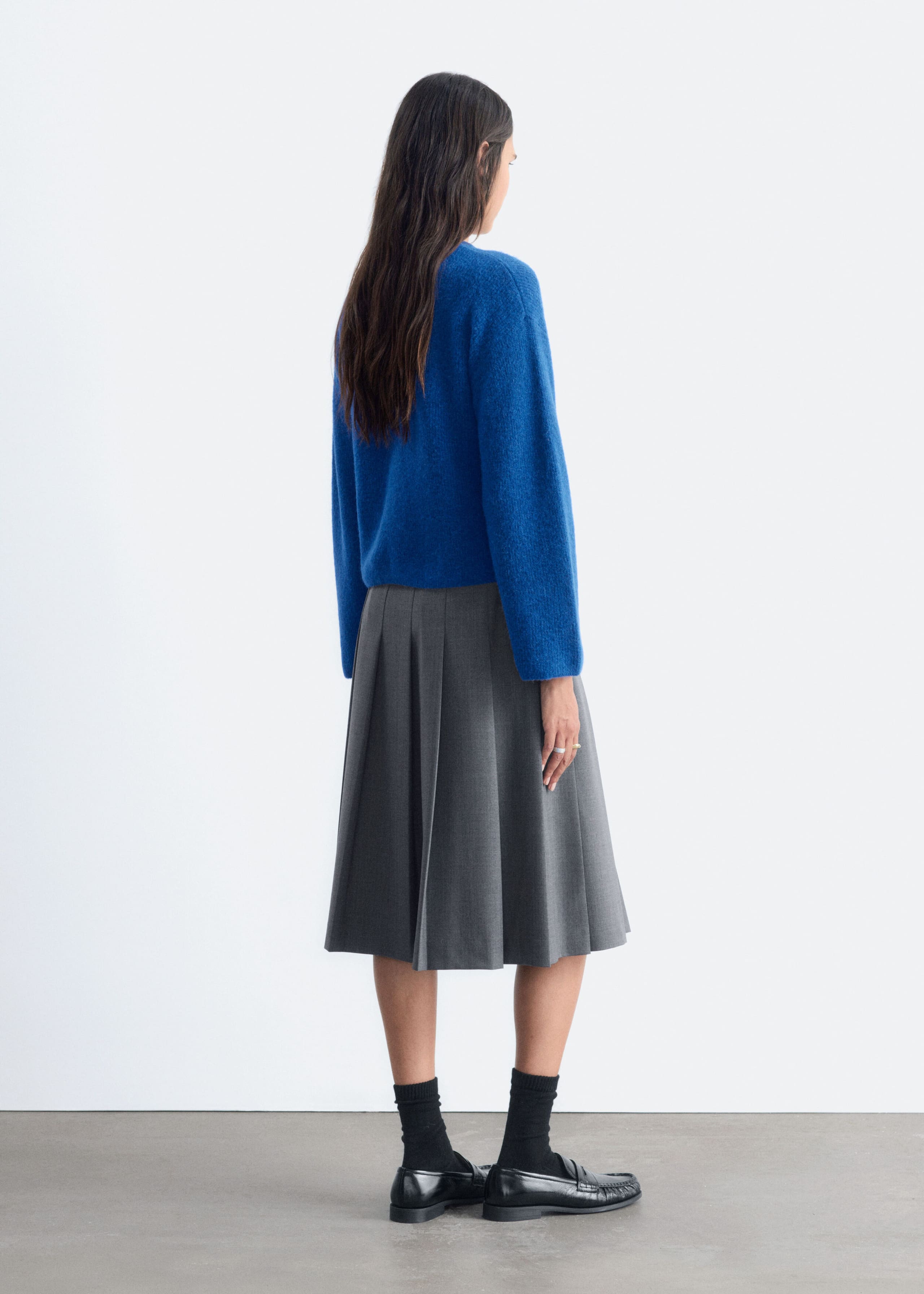 Alpaca-Blend Knitted Cardigan - Bright Blue - Lookbook