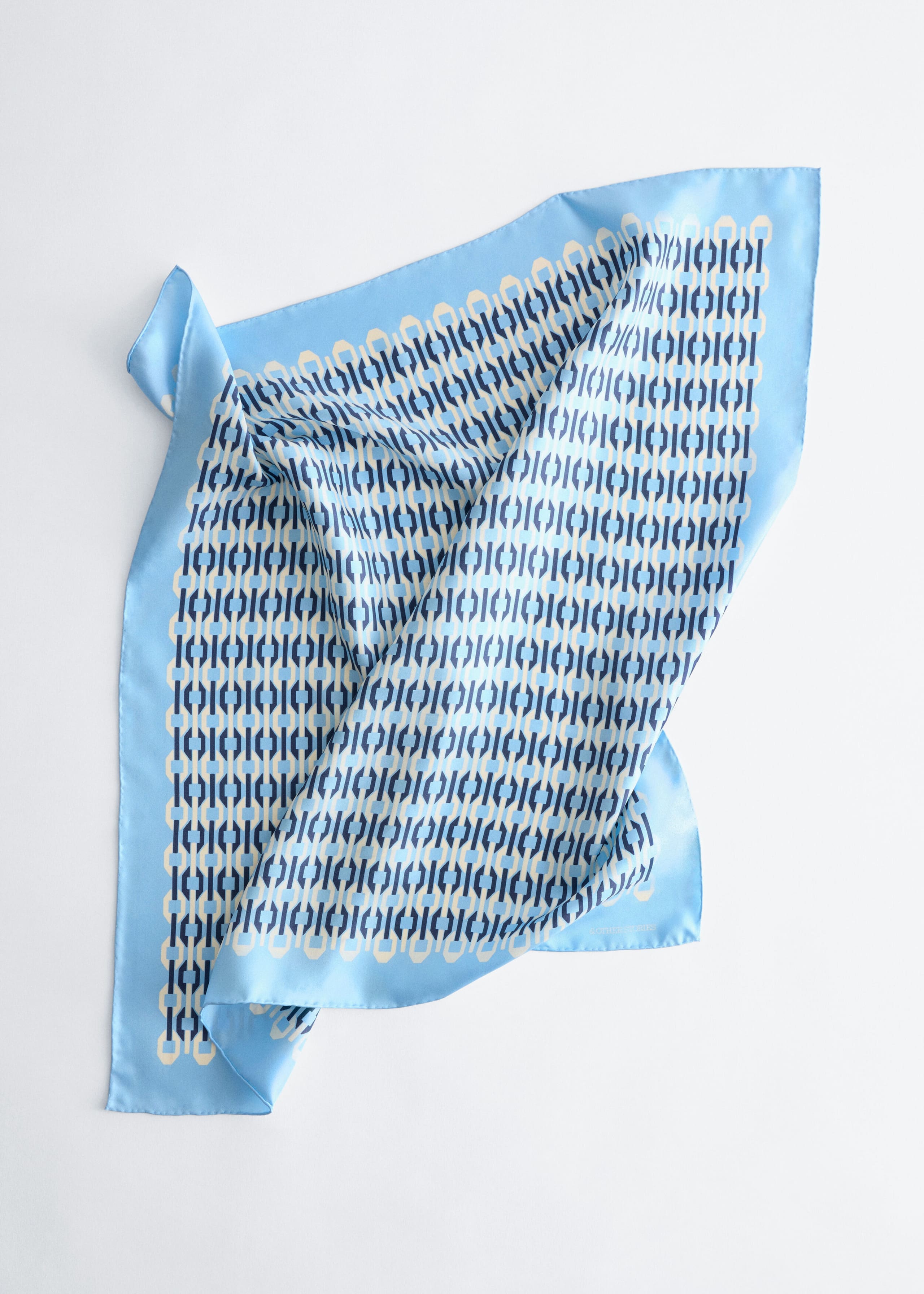 Printed Silk Scarf - Blue/Brown - Still Life