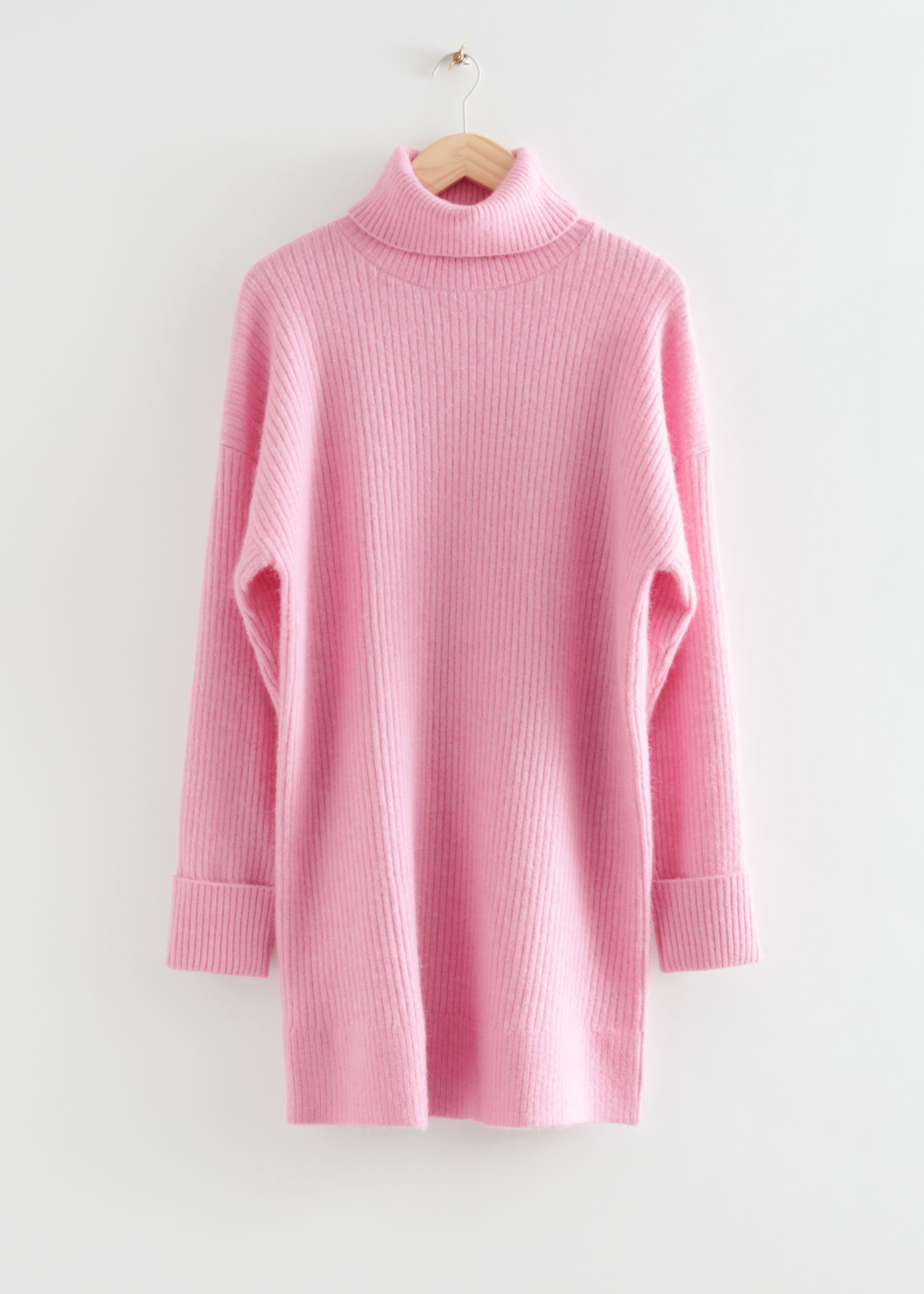 oversized pink turtleneck jumper