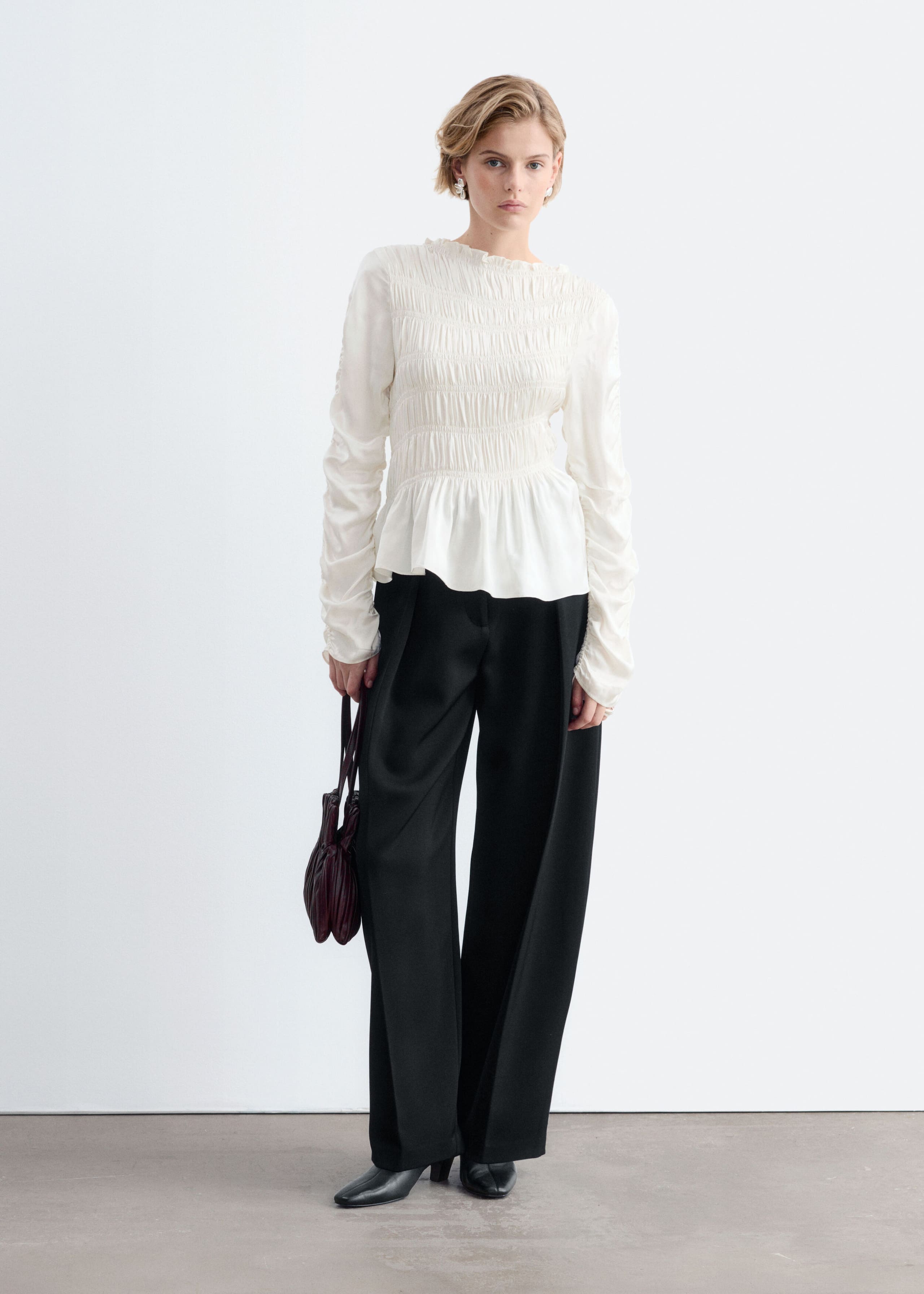 Smocked Blouse - White - Lookbook