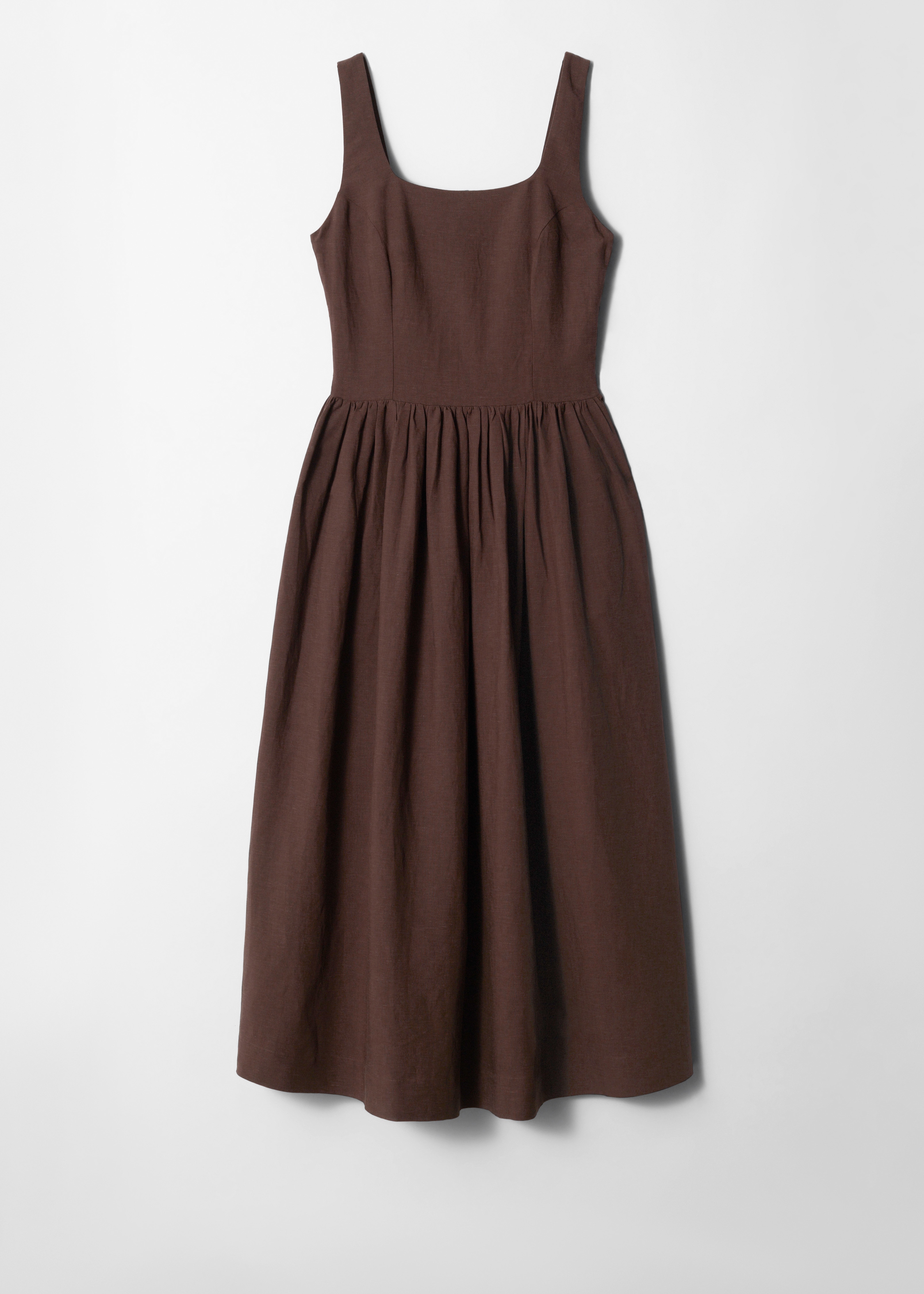 Bővülő midi ruha - Sötétbarna/Fehér