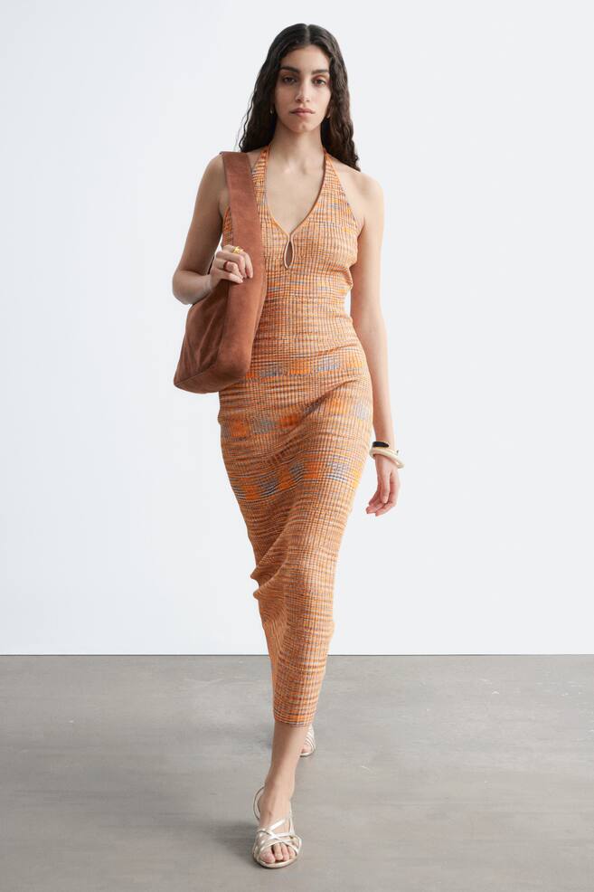 Robe midi à dos nu et effet teint par zone - Effet teint par zone orange - 1