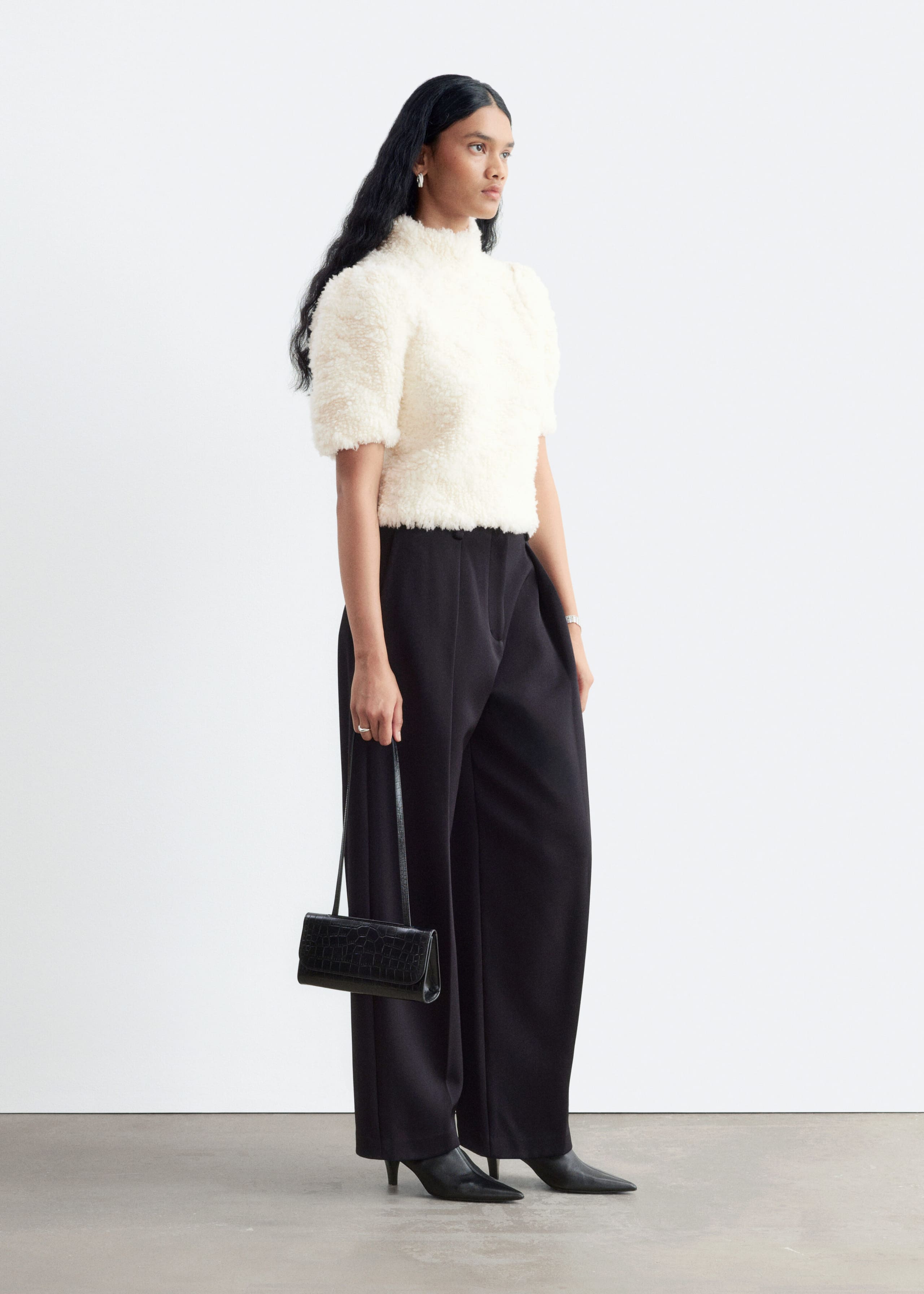 Pile-Knit Top Off White