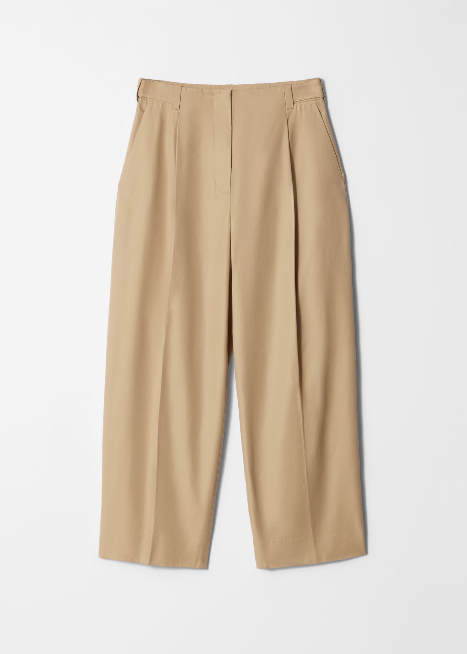Taps toelopende broek met persplooien - Beige/Zwart