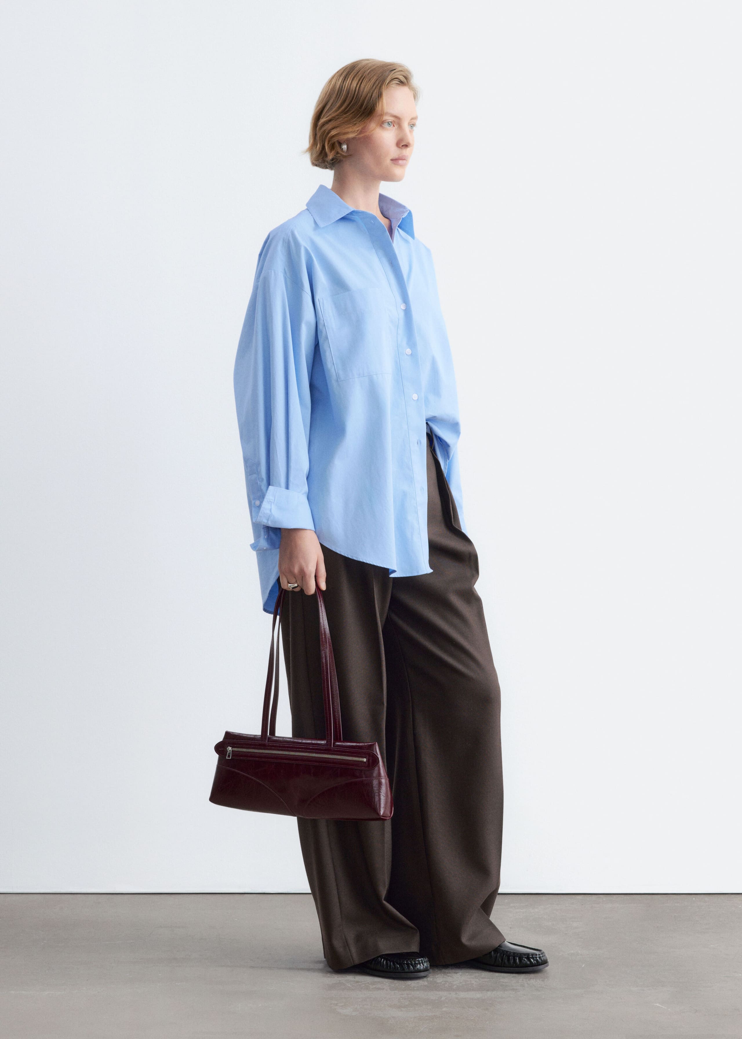 Pantaloni sartoriali in misto lana - Marrone scuro - Lookbook