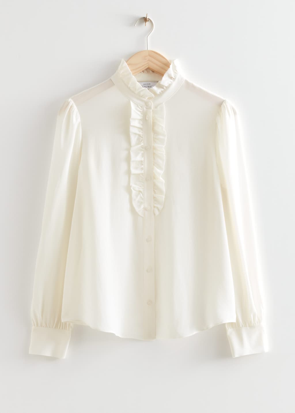 Frilled Silk Blouse - Navy - Still Life