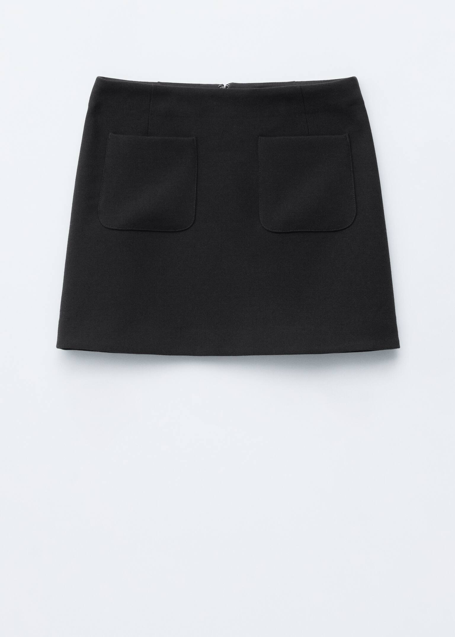 Fustă mini în linie A - Negru/Maro Kaki - 2