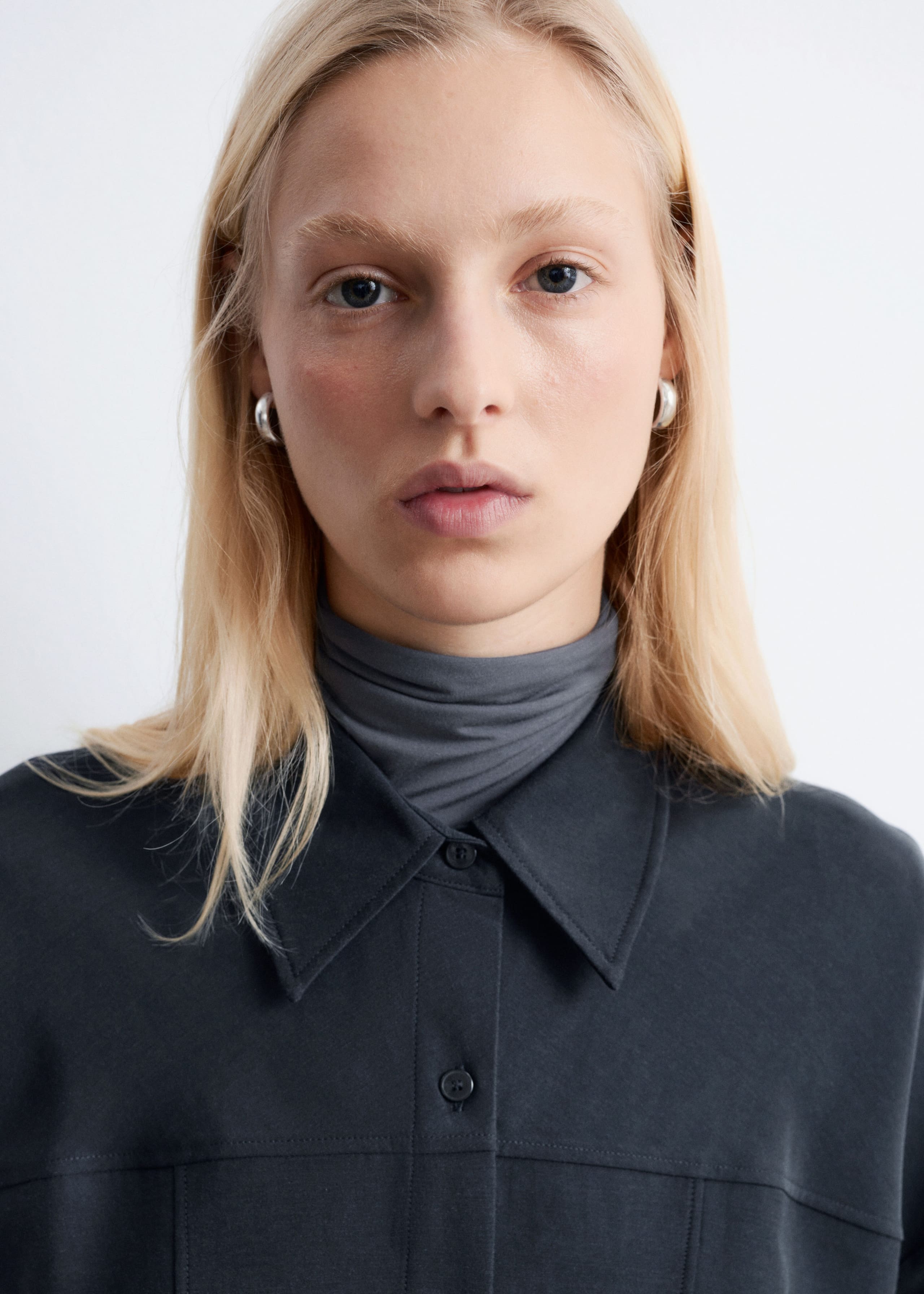 Image of Balloon-Sleeved Tapered Shirt