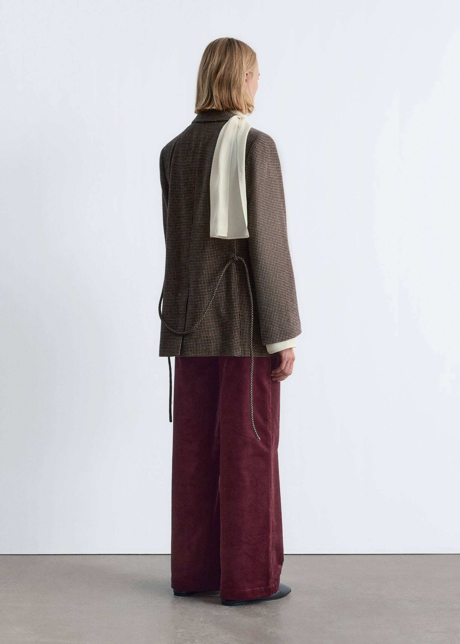 Wool Blazer - Brown Houndstooth/Grey Tweed - 8