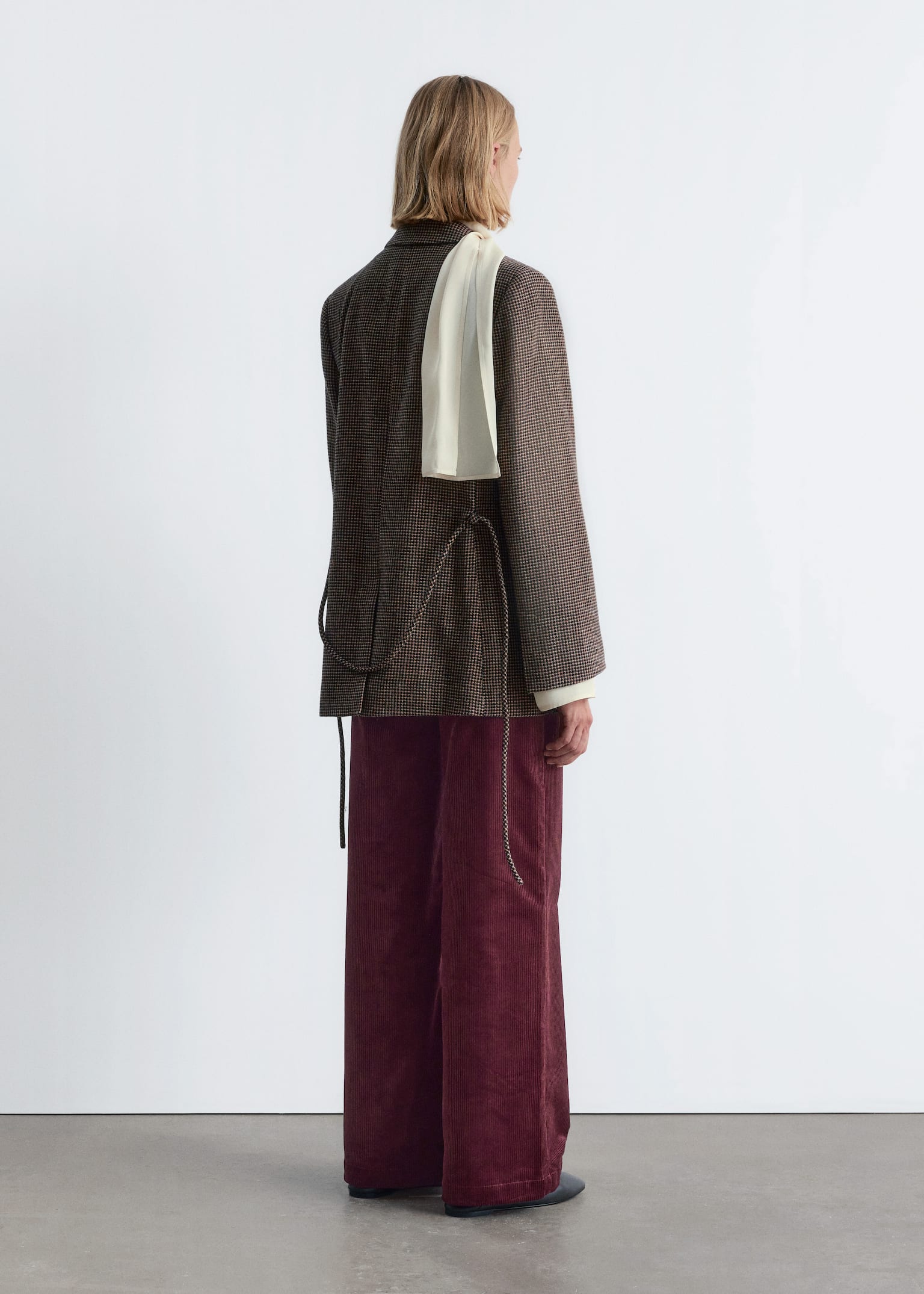 Wool Blazer - Brown Houndstooth/Grey Tweed - 4