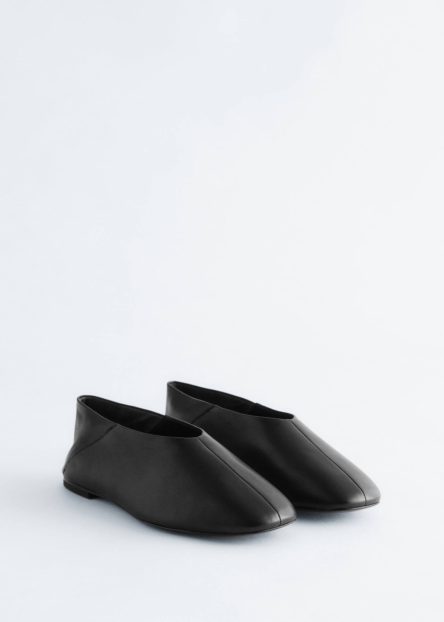 Kožené baleríny - Čierna/Tmavohnedá - 6