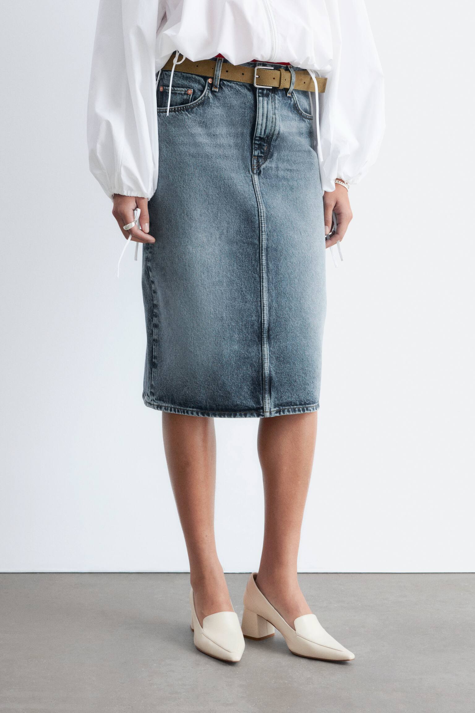 Τζιν Midi Φούστα - Dusty Blue/Ανοιχτό Μπλε - 7