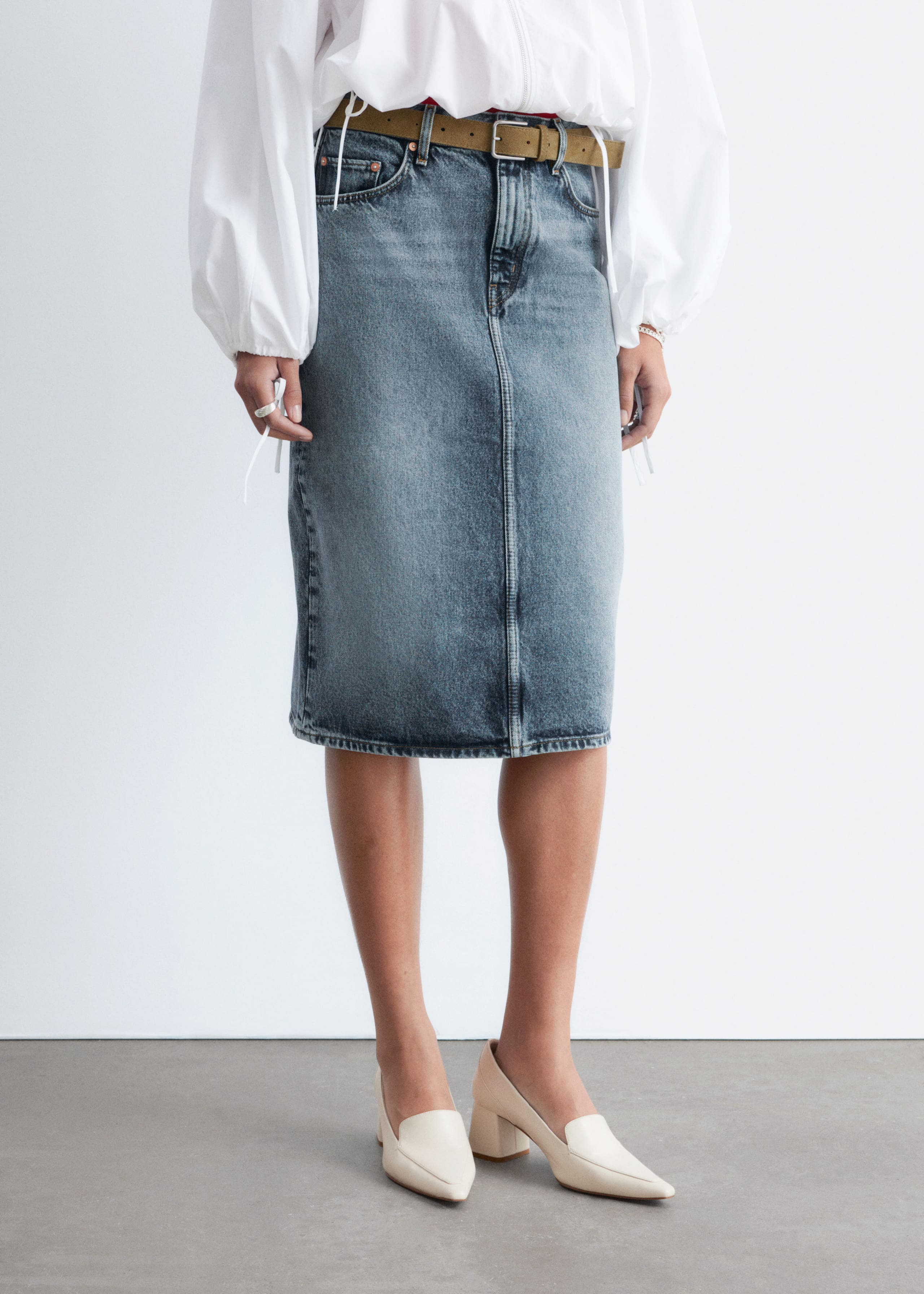 Image of Denim Midi Skirt