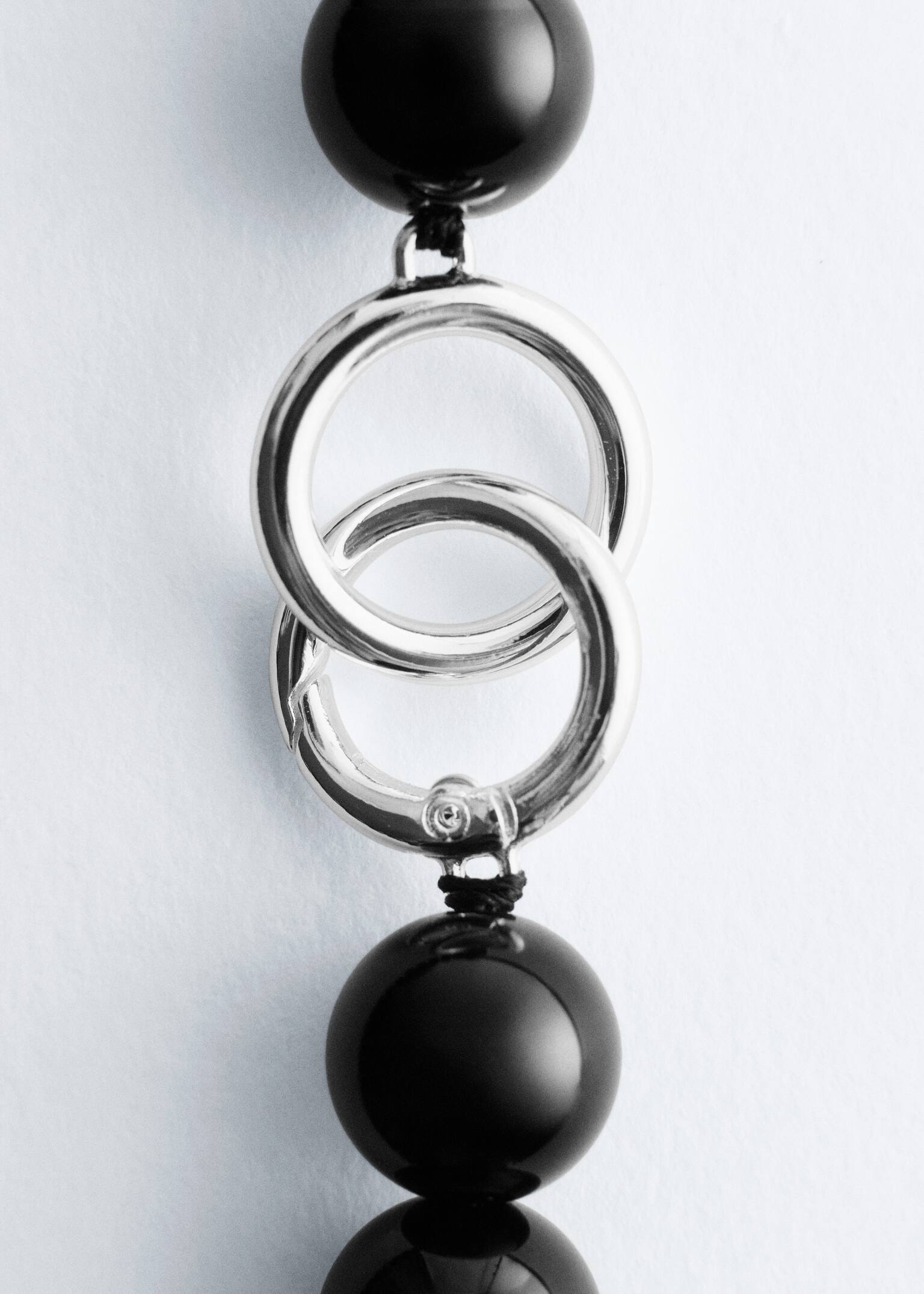 Short Stone Bead Necklace - Black/Green - 4