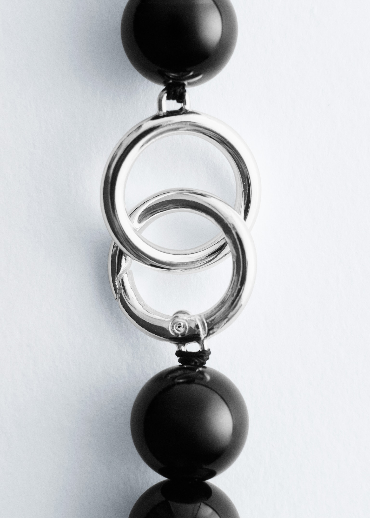 Short Stone Bead Necklace - Black/Green - 3