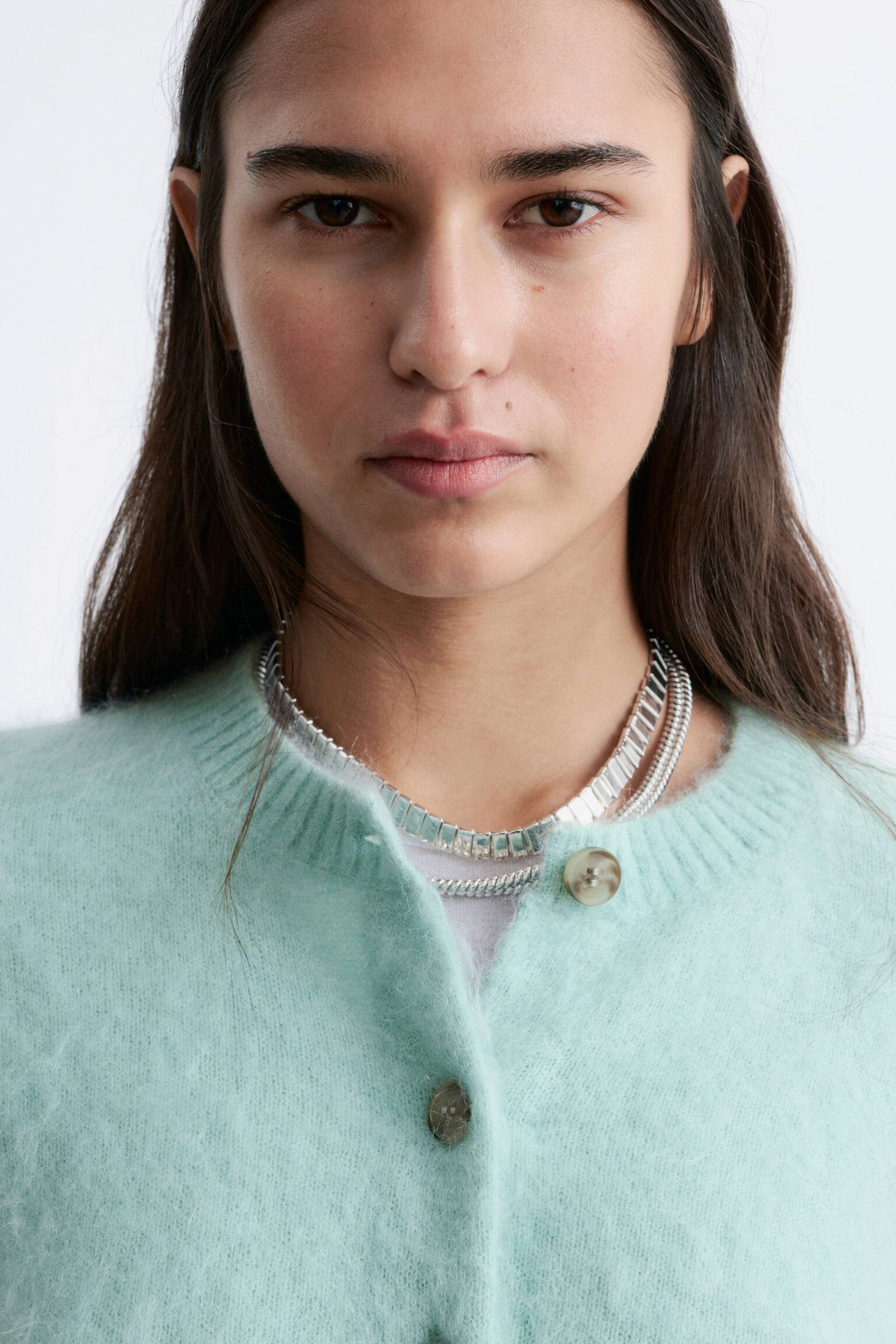 Kardigan z domieszką szczotkowanego moheru - Jasnoturkusowy/Brzoskwiniowy/Kamelowy/Czarny - 5