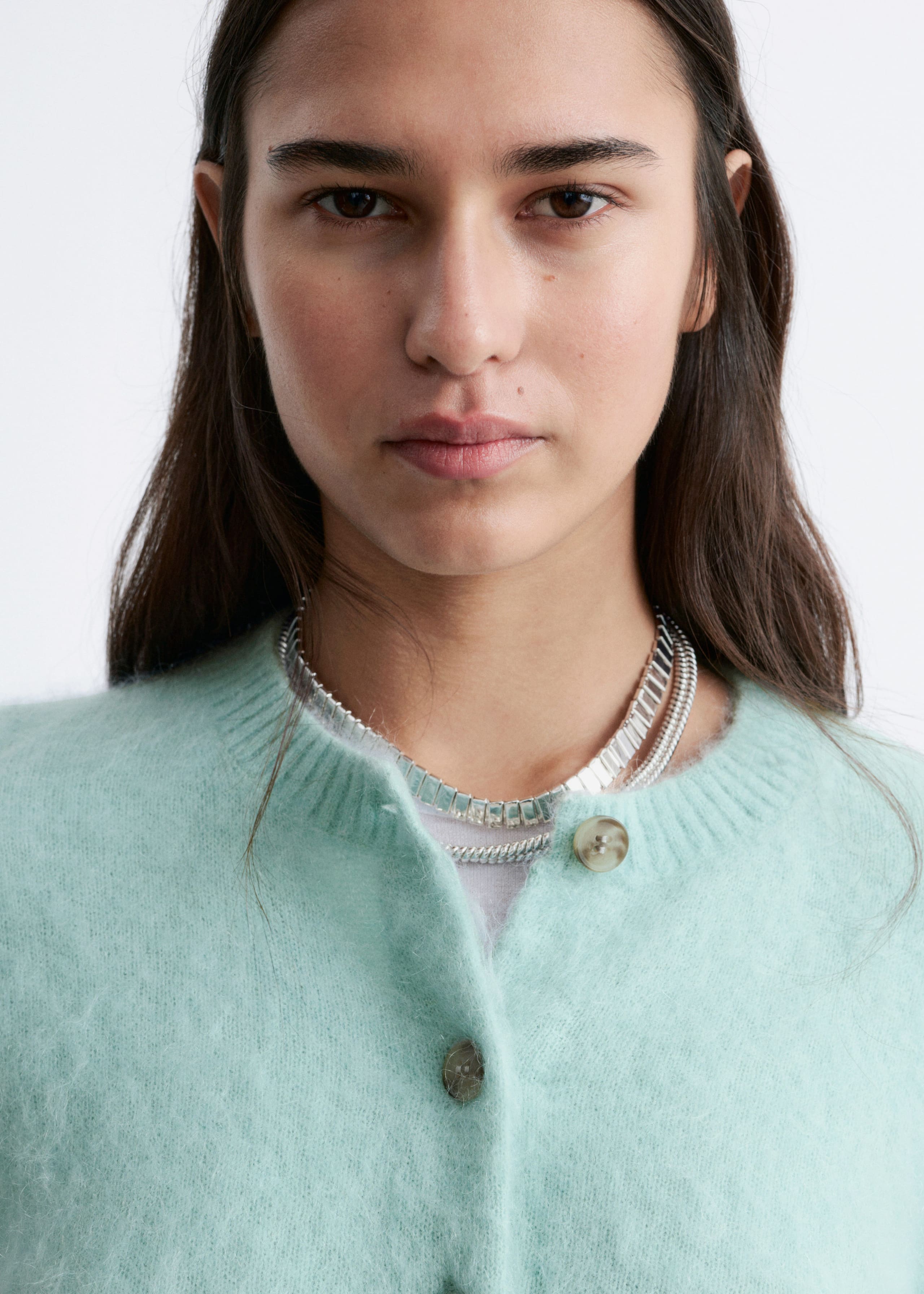 Mohair-Blend Brushed Cardigan - Peach - Lookbook