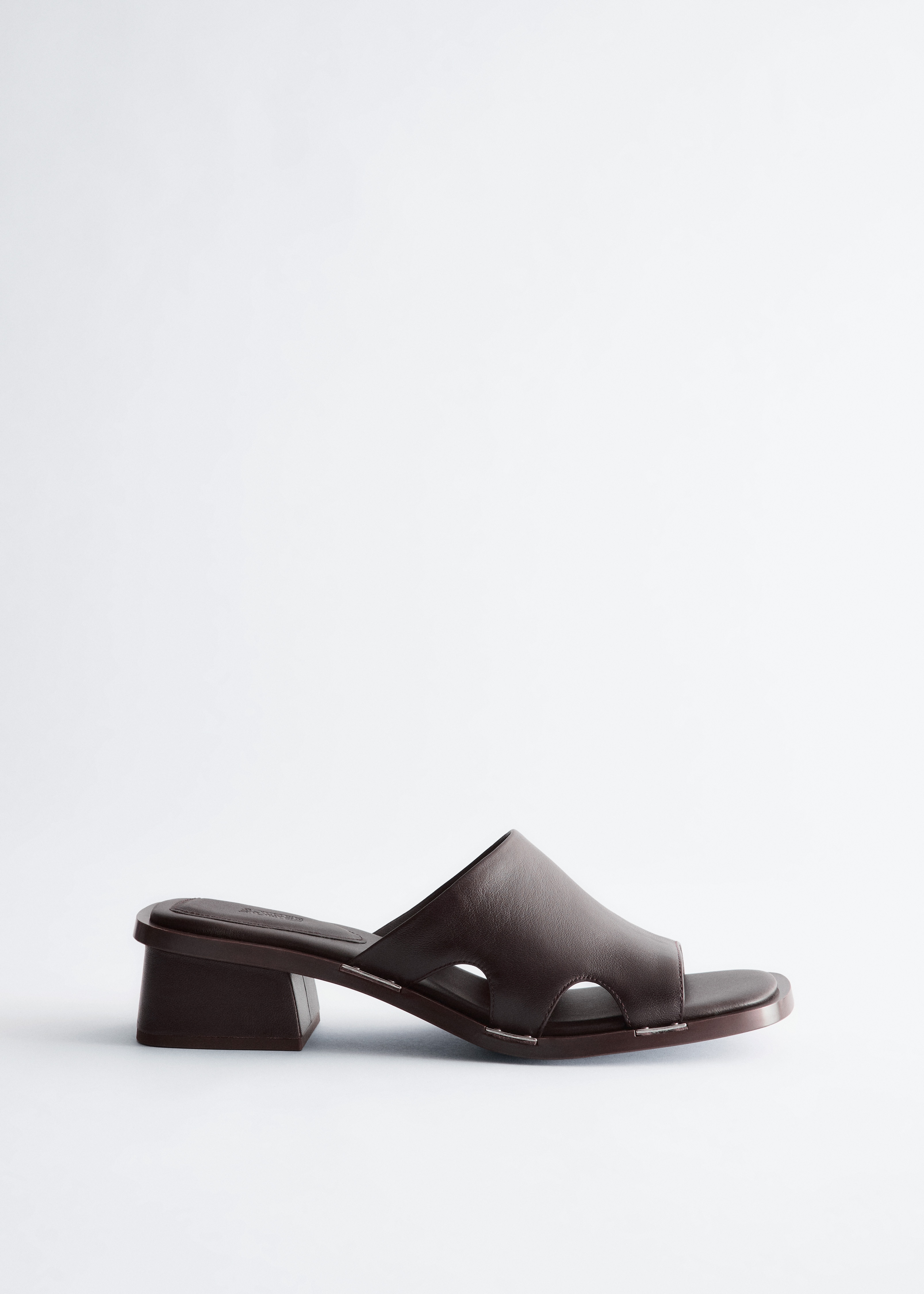 Sandales en cuir à talons épais - Marron foncé/Vert