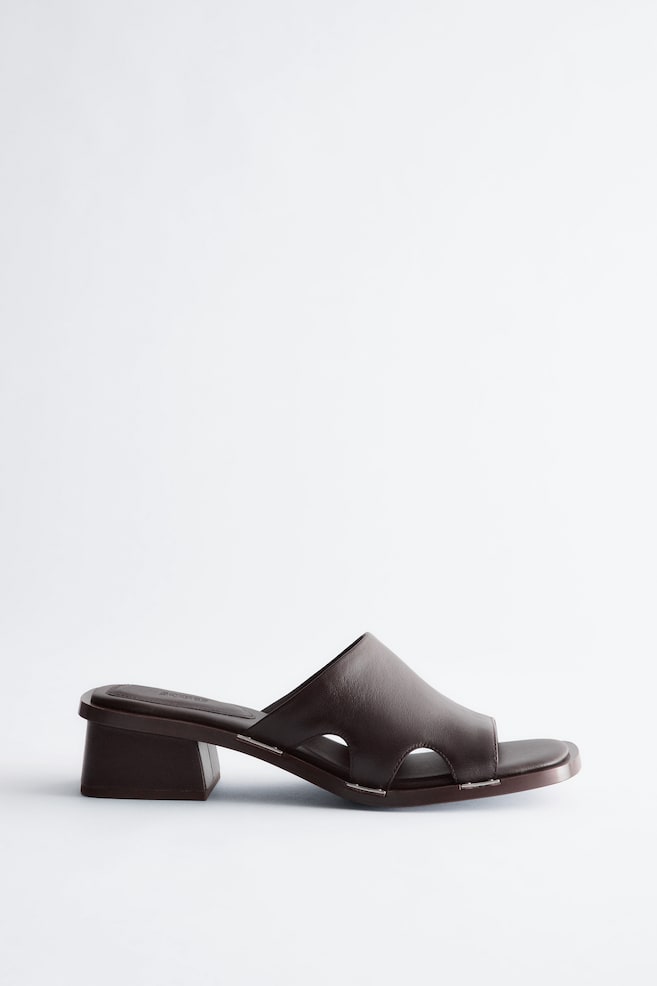 Sandales en cuir à talons épais - Marron foncé/Rouge/Façon serpent/Vert - 1