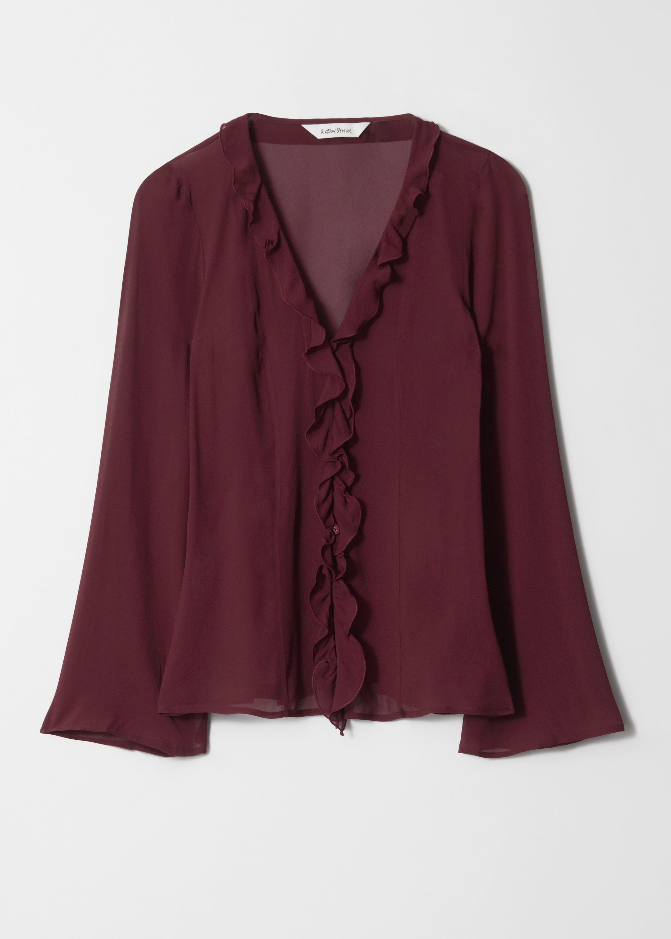 Se større billede: Flæsebluse - Mørkerød - DAME | H&M DK 4