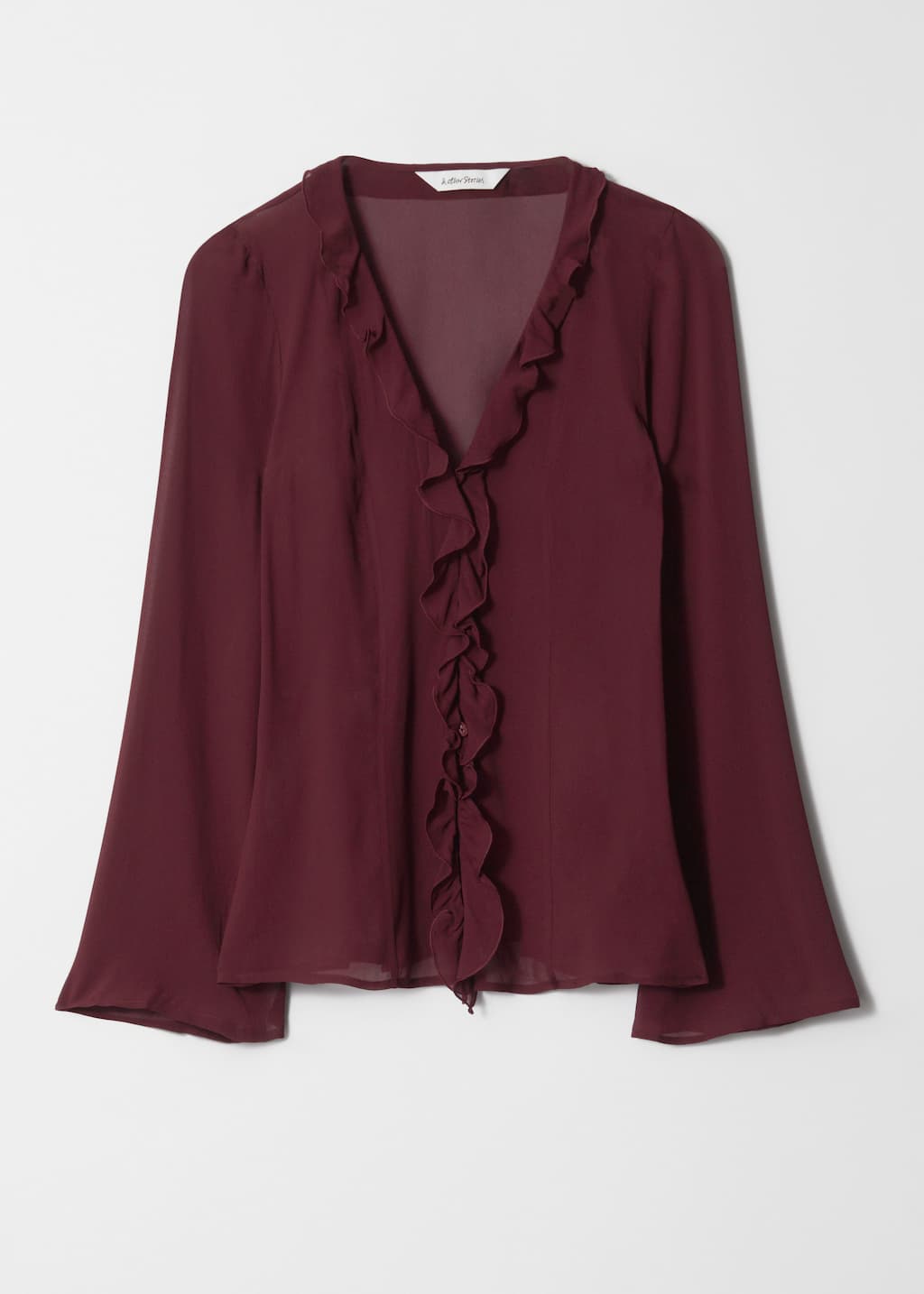 Image of V-Neck Ruffle Blouse
