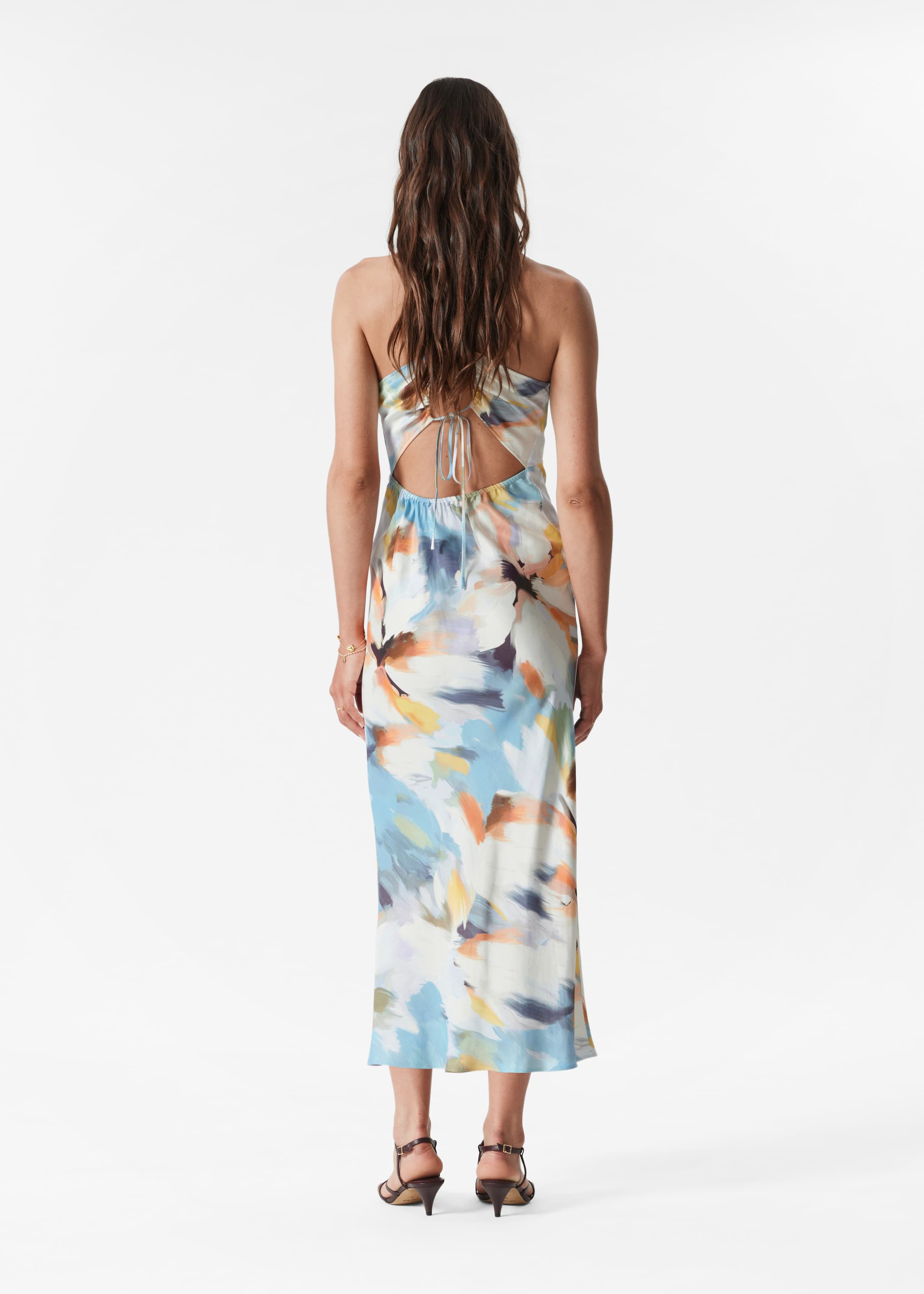 Größeres Bild anzeigen: Midi-Trägerkleid aus Satin - Blau gemustert - Ladies | H&M AT 3