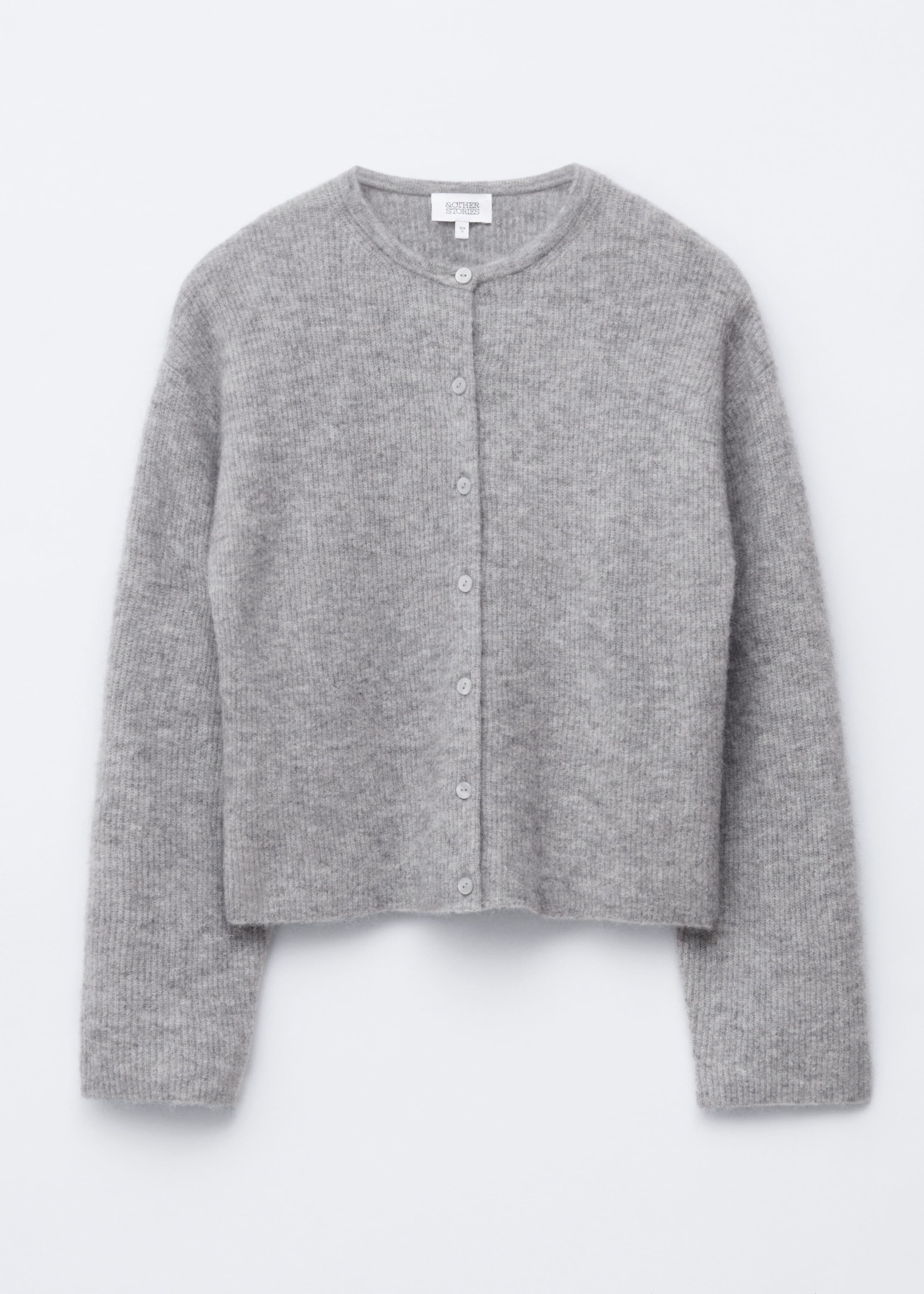 Alpaca-Blend Knitted Cardigan - Grey Melange - Still Life