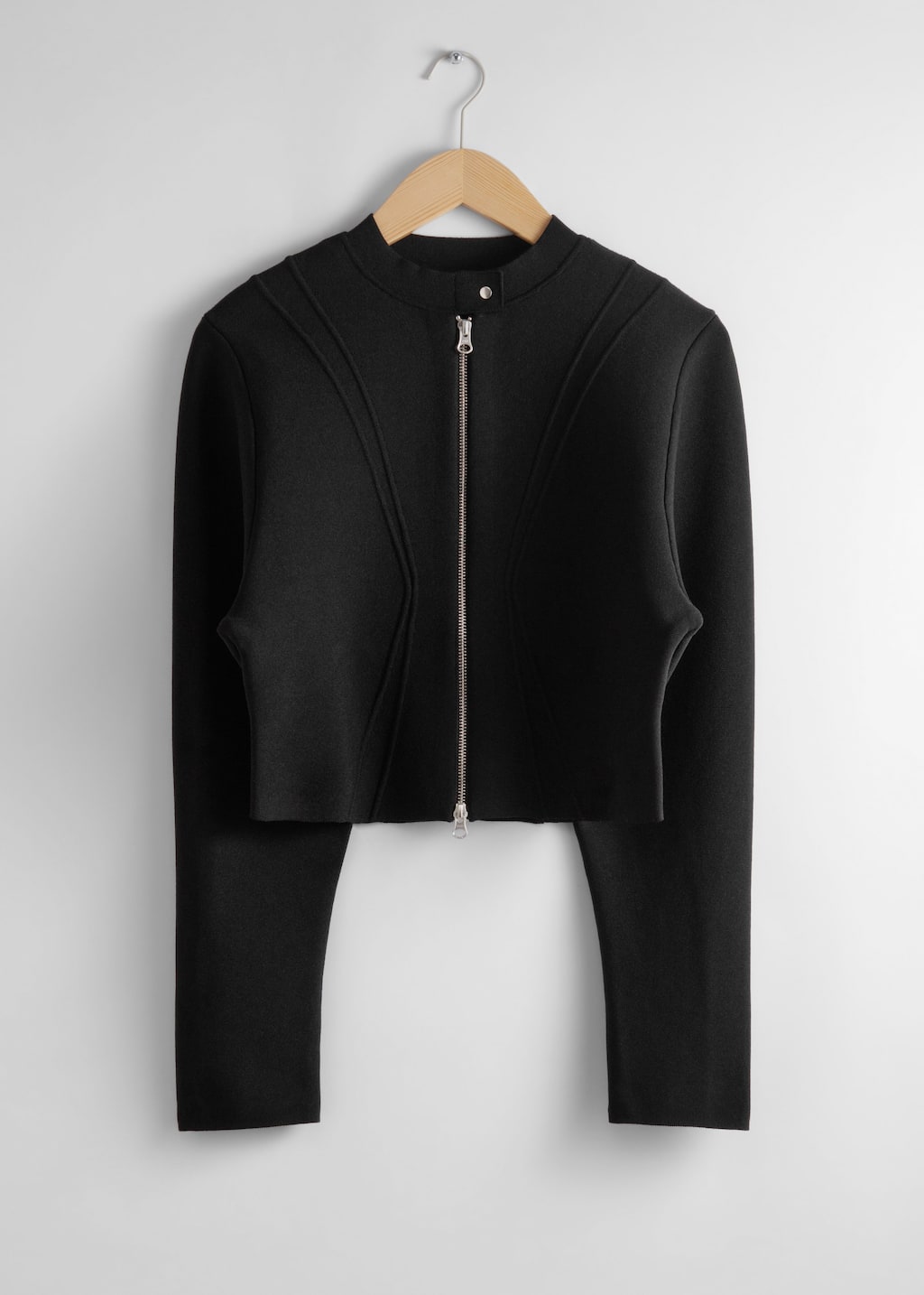 Cropped Zip Cardigan - Black - Still Life