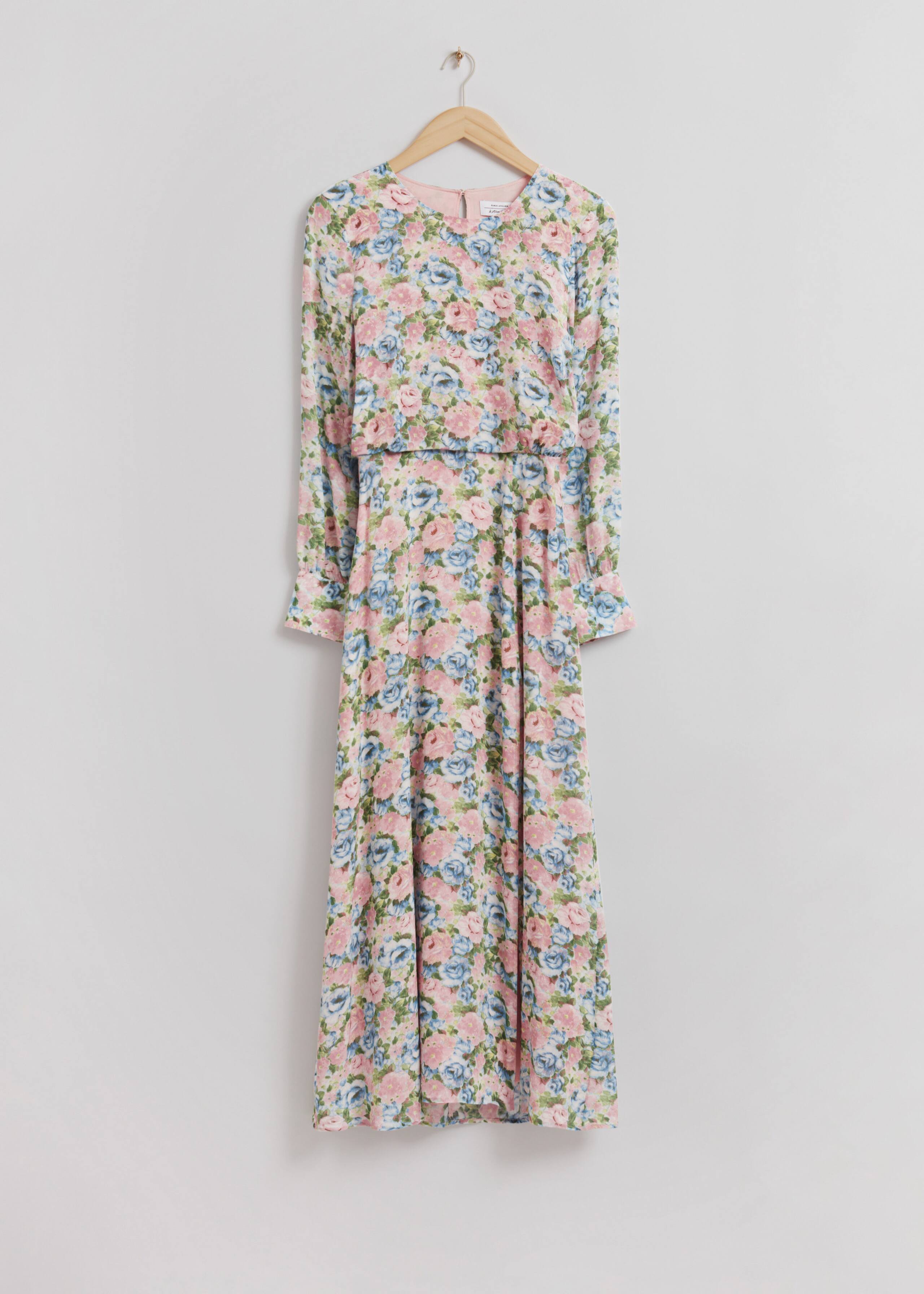 PrintedSideSlitMaxiDress - Dusty Pink Floral Print - Bodegón