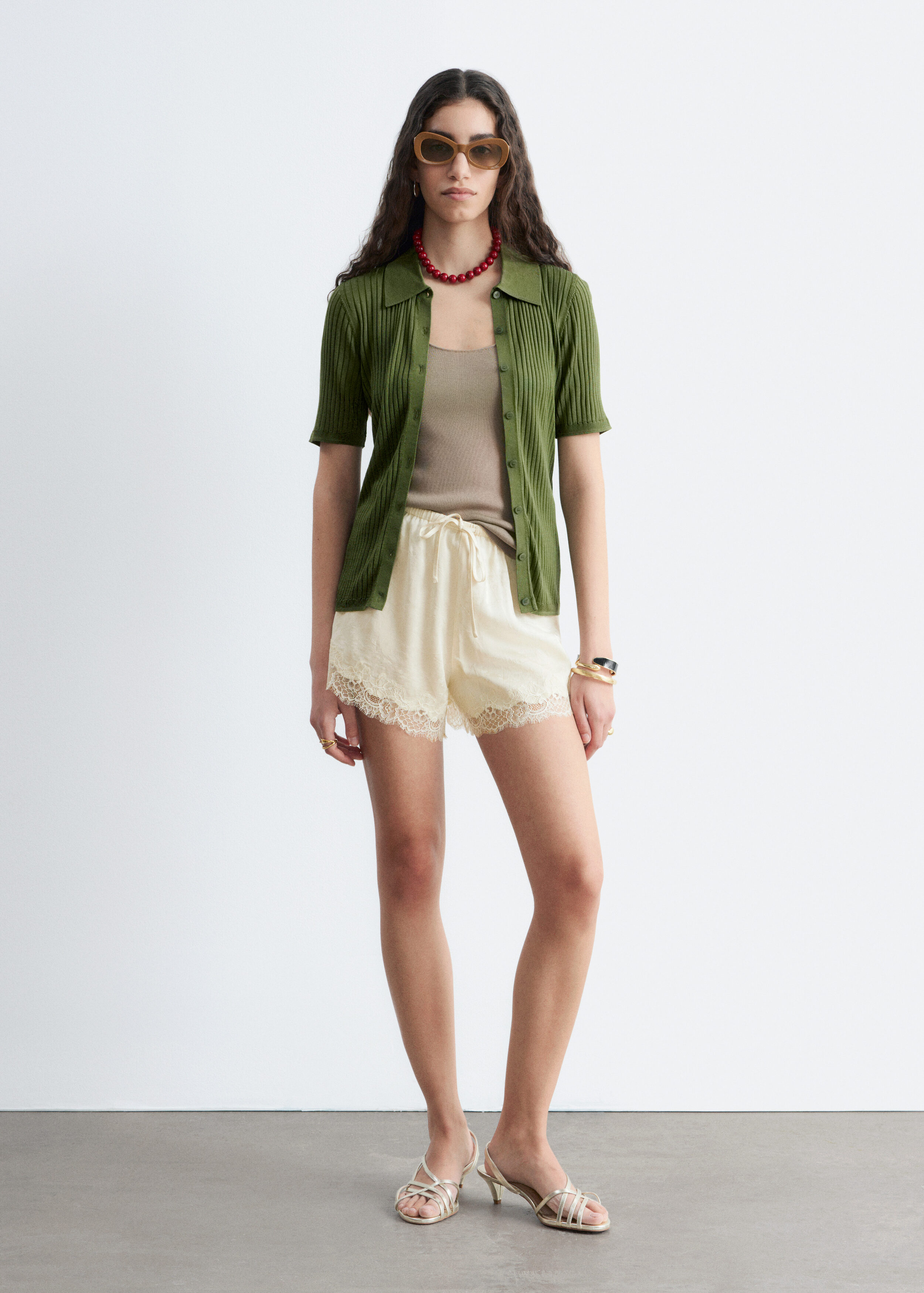 A-Line Satin Shorts - Olive Green - Shorts - & Other Stories GB