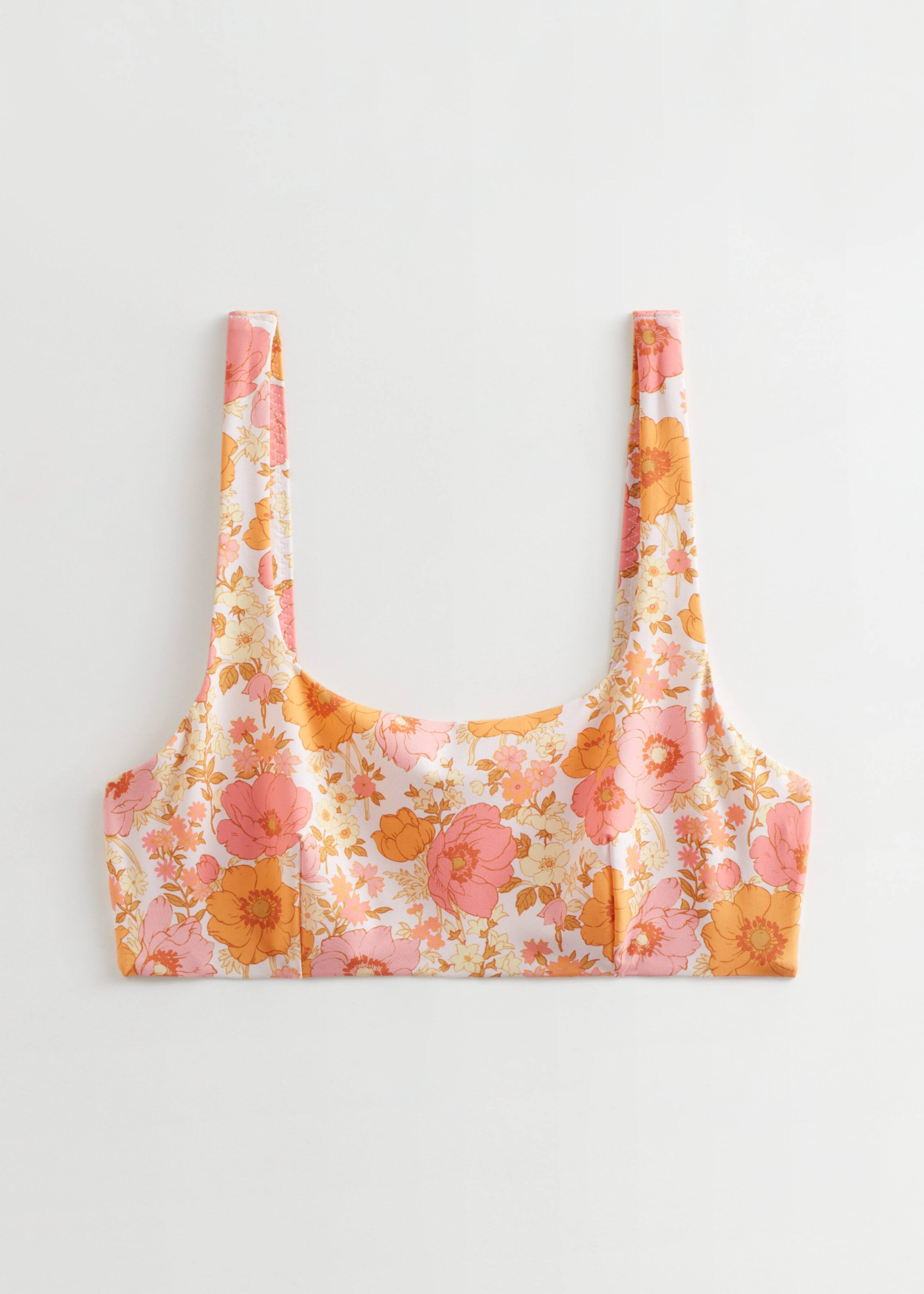 Printed Bandeau Bikini Top - Orange Florals - Still Life
