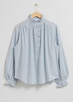 Ivory/Light Blue Pinstriped