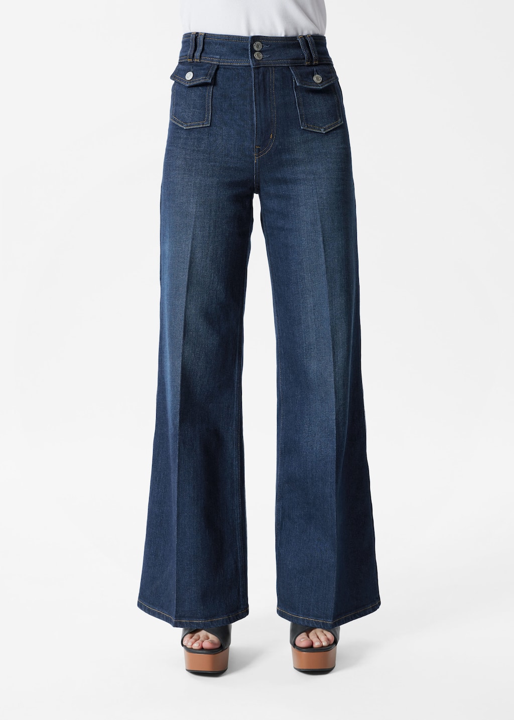 Image of Press-Crease Flared Jeans