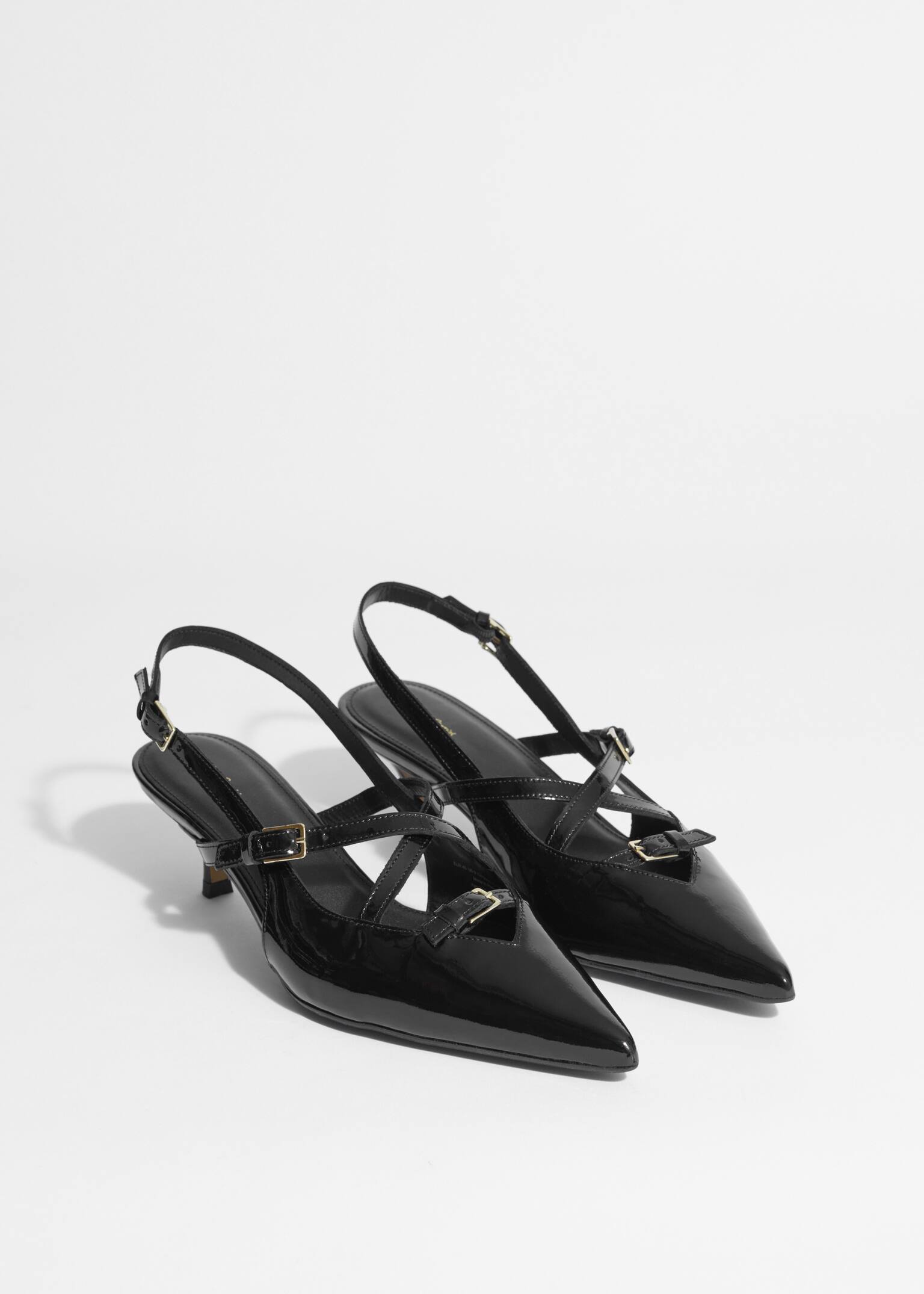 נעלי עקב מעוטרות - שחור - 4