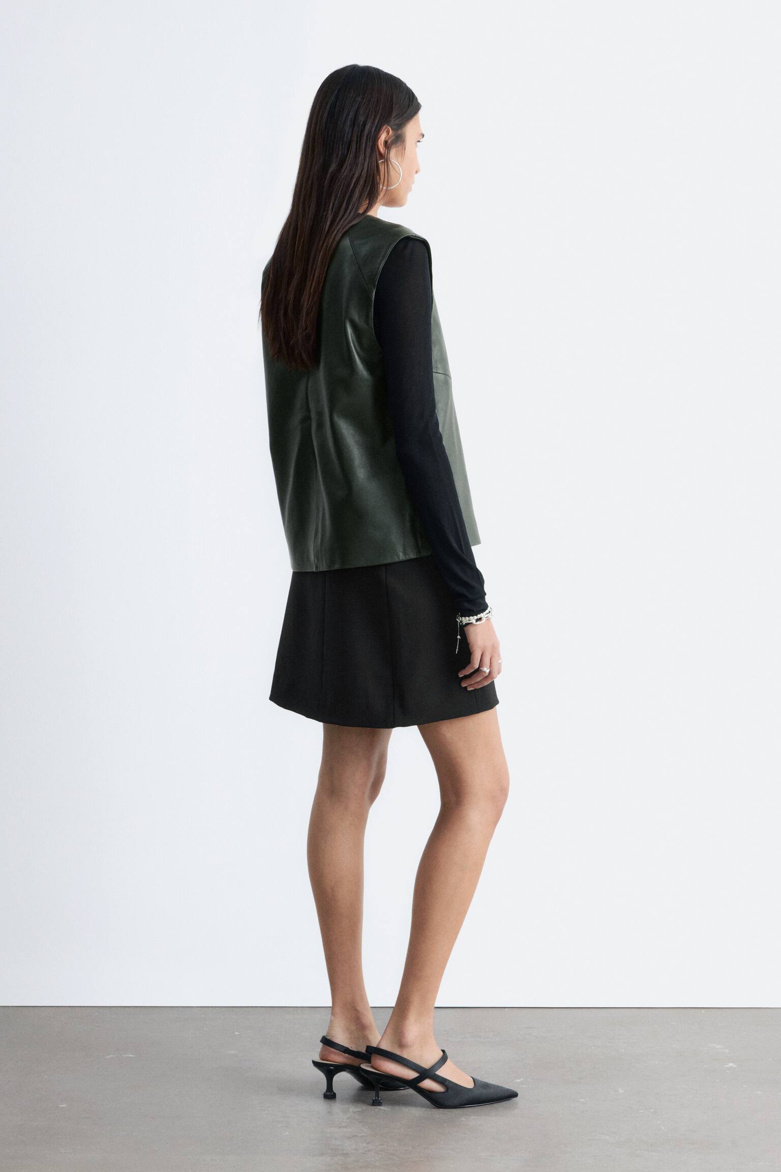 Lederoberteil mit gedrehter Schulter - Dunkelgrün - 3