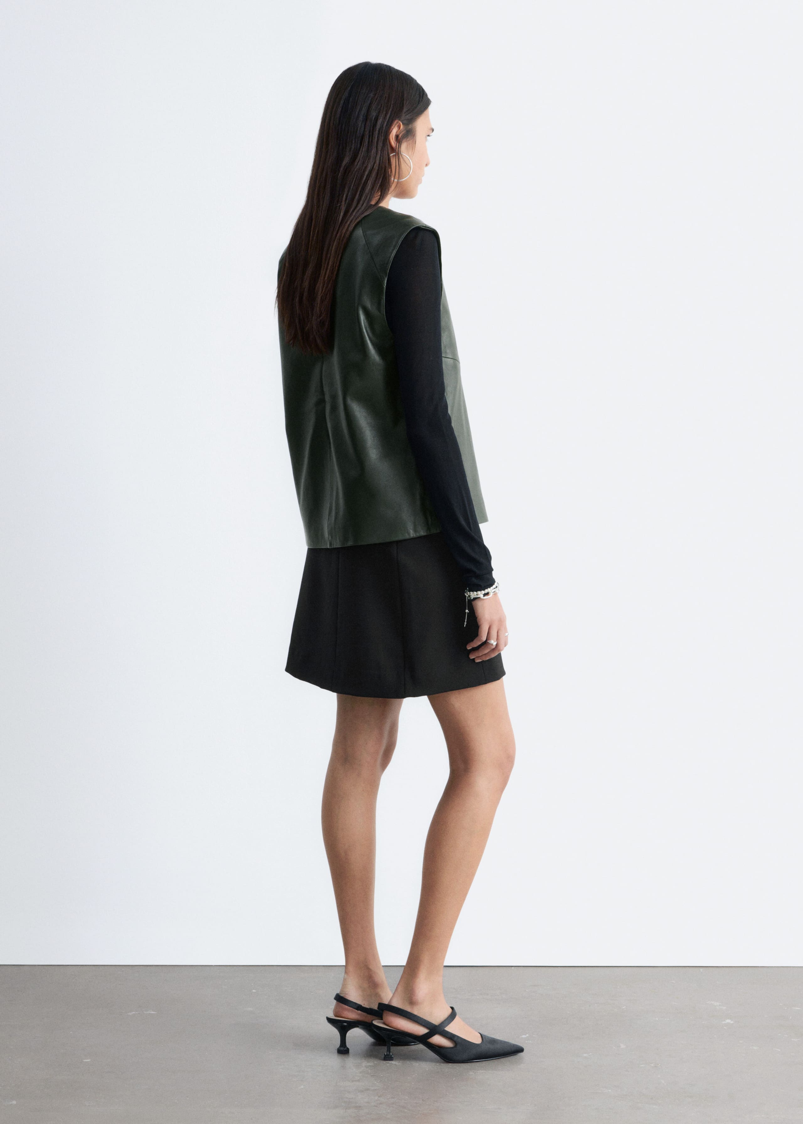 Image of Twist-Shoulder Leather Top