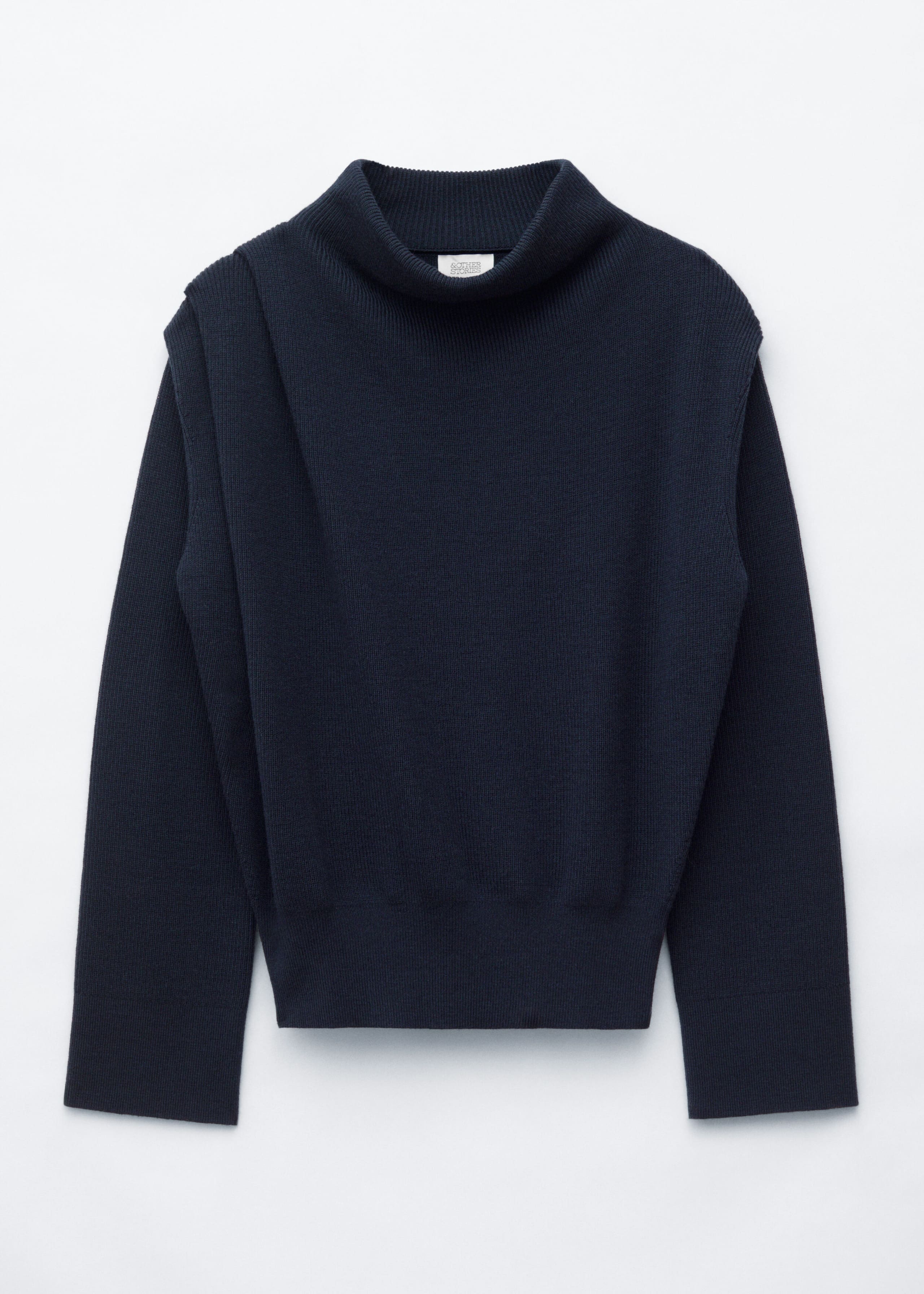 Pleat-Detail Wool Jumper - Dark Blue - Still Life