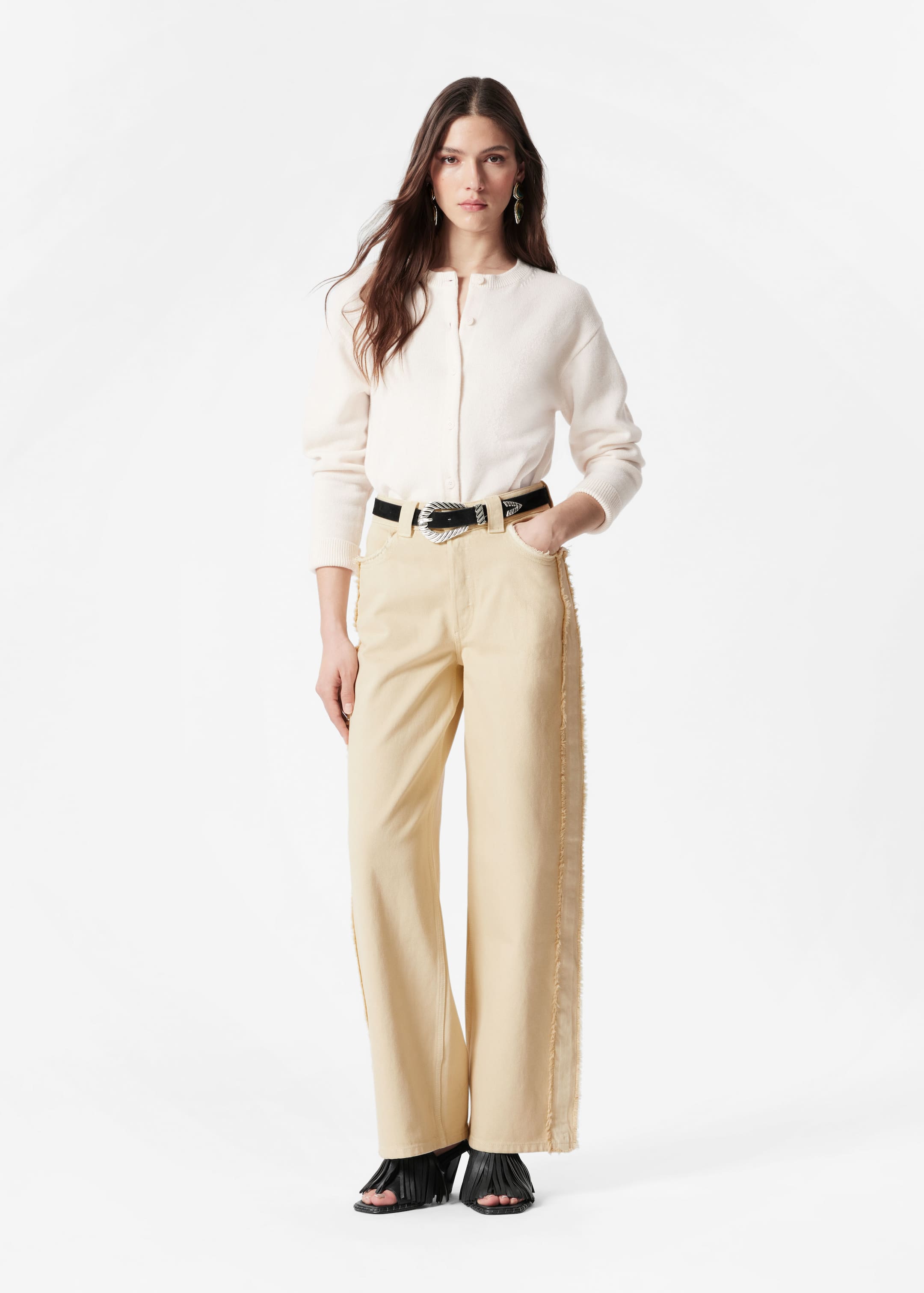 View larger image: Boxy Merino Wool Cardigan - Cream - Ladies | H&M GB 3