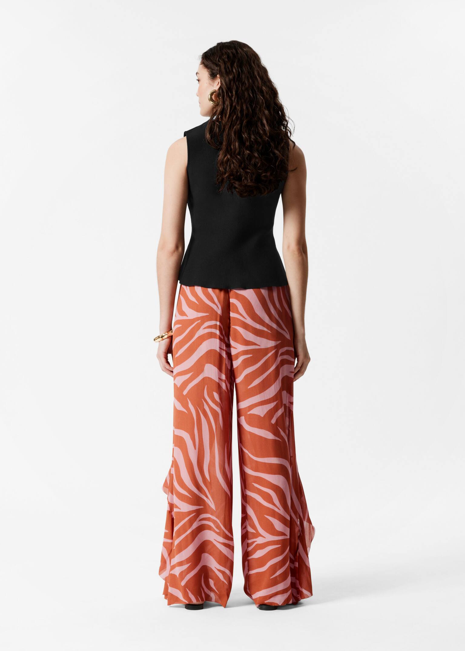 Strikket peplum-vest - Sort/Hvid - 4