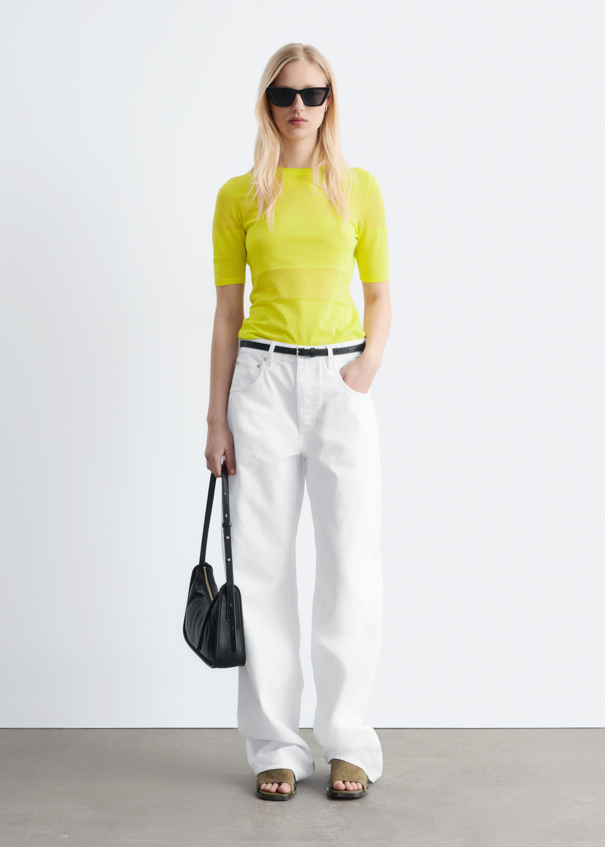 Sheer Knitted T-Shirt - Bright Yellow - & Other Stories US