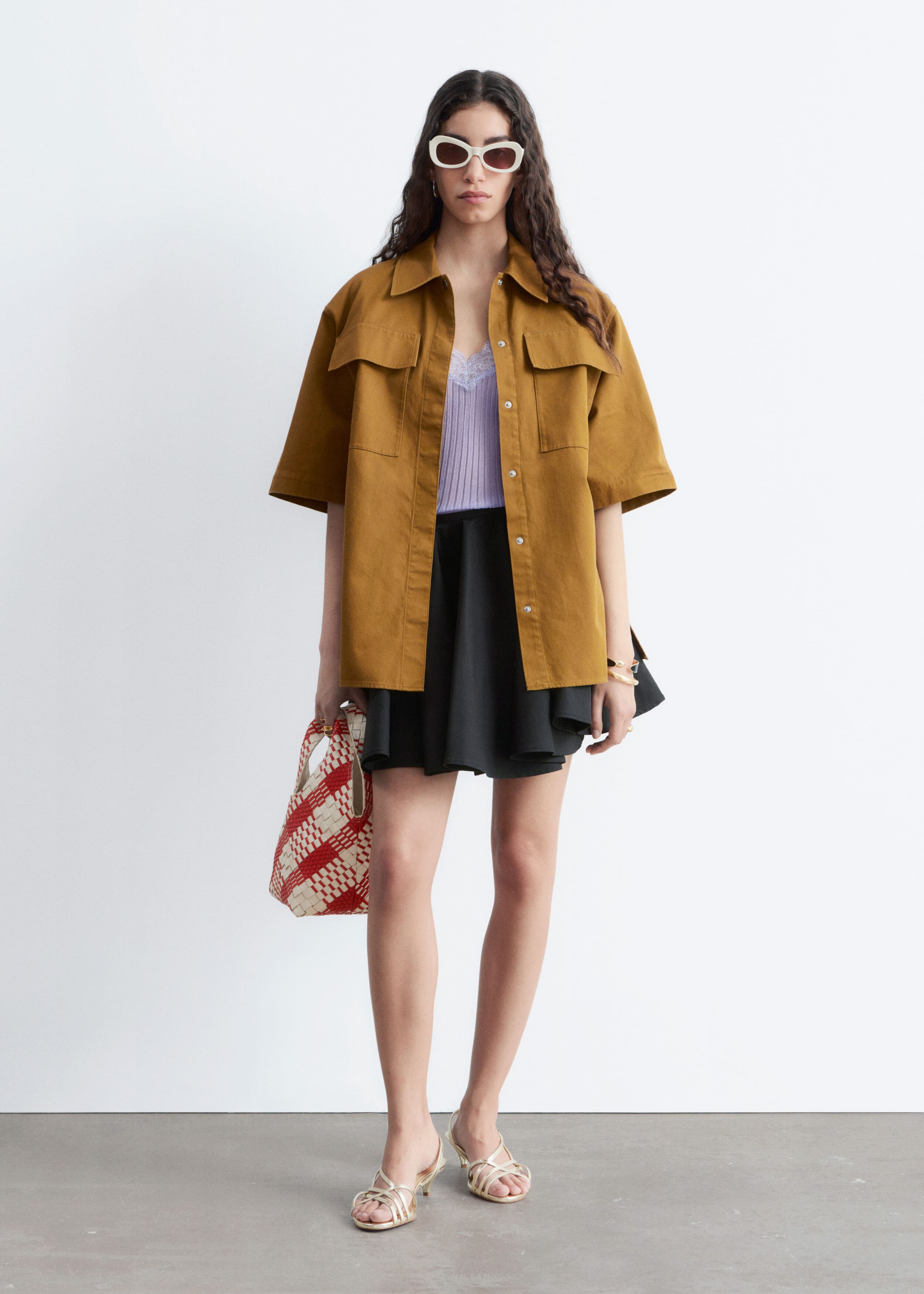 Short-Sleeve Cotton Shirt - Beige - Lookbook