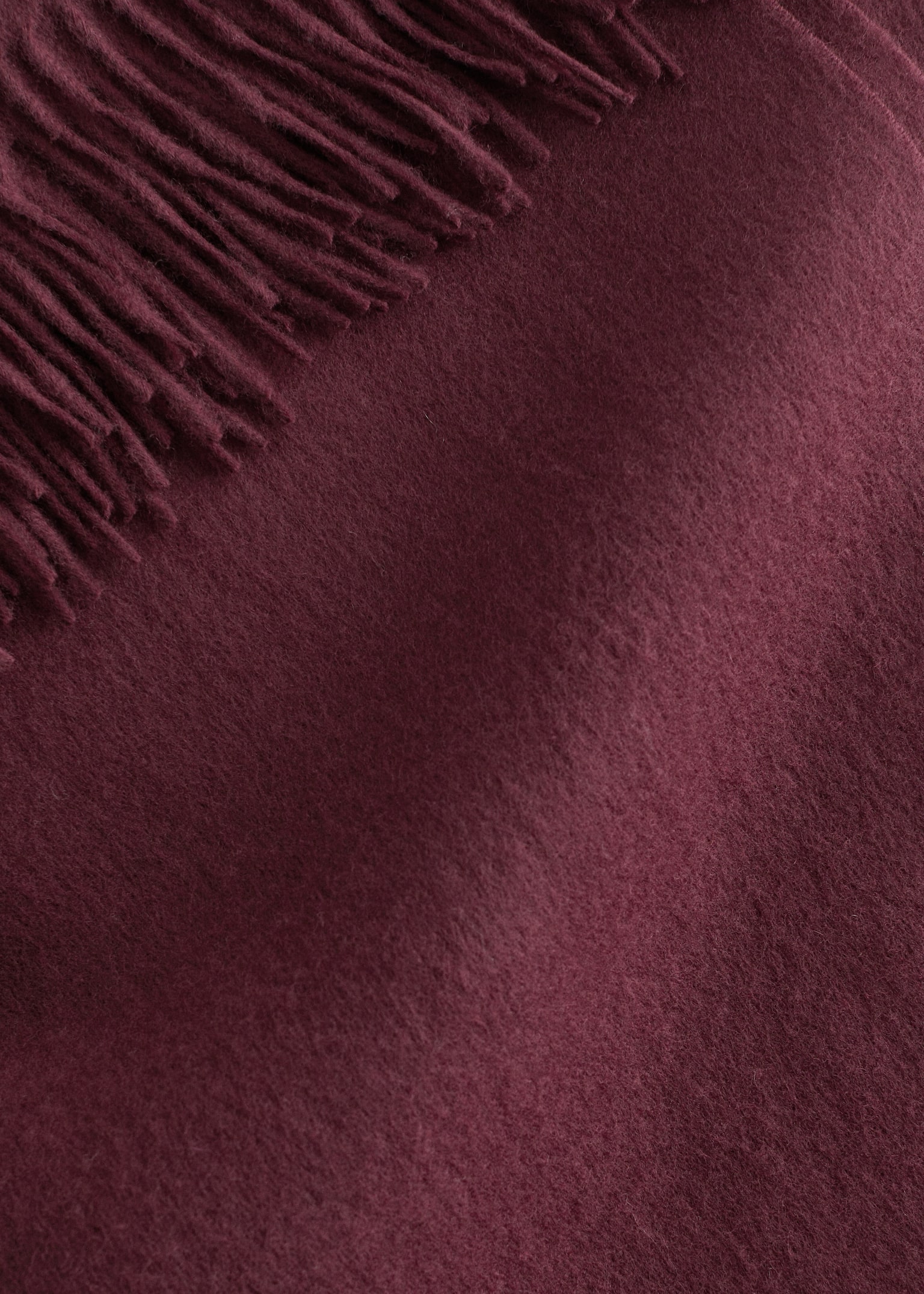 Fringed Wool Blanket Scarf - Burgundy/Ruby Red/Light Yellow - 2